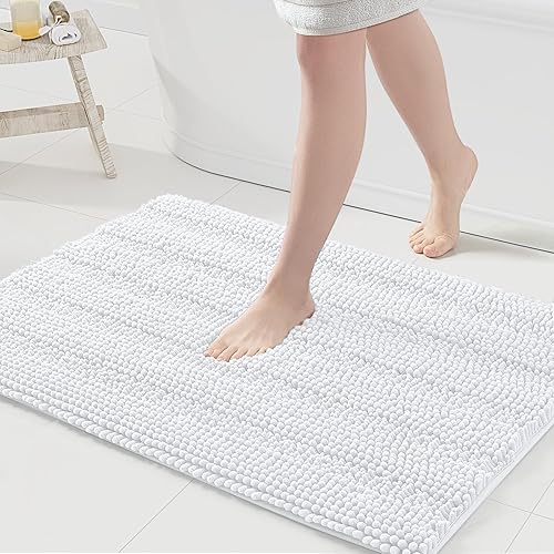 Grandaily - Alfombra de baño de felpilla a rayas, extragruesa y absorbente, suave, antideslizante, con fibras largas, lavable a máquina, para