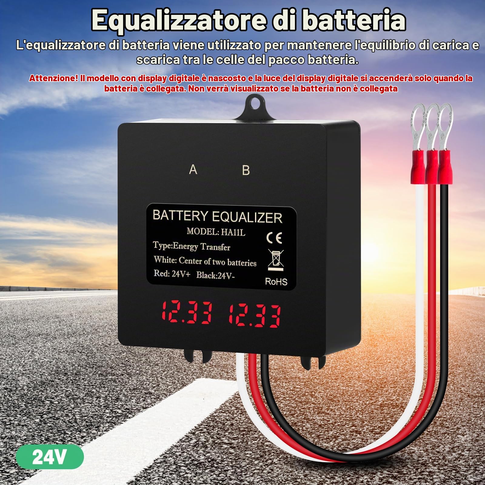 Jadeshay Equalizzatore Di Batteria 48V Con Display Digitale, Bilanciatore 4x12V Per Batterie Al Piombo E Litio, Compensazione Bidirezionale E Manutenzione Automatica