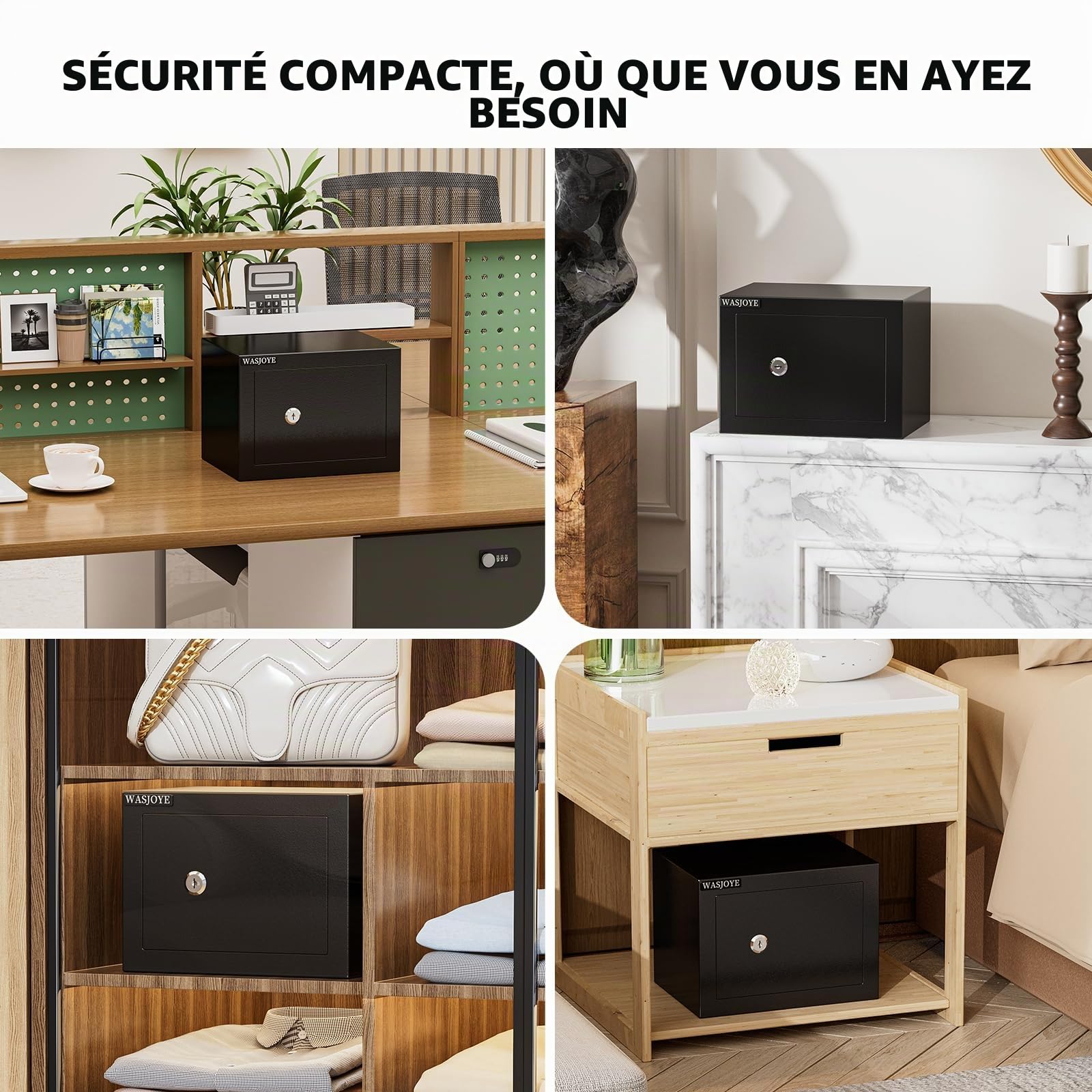 WASJOYE Mini Coffre Fort Domestique,23 * 17 * 17cm Coffre Fort Serrure à clé de Sécurité - Petit Coffre Fort pour la maison,L'argent, de documents,de bijoux,de passeports 6.6L