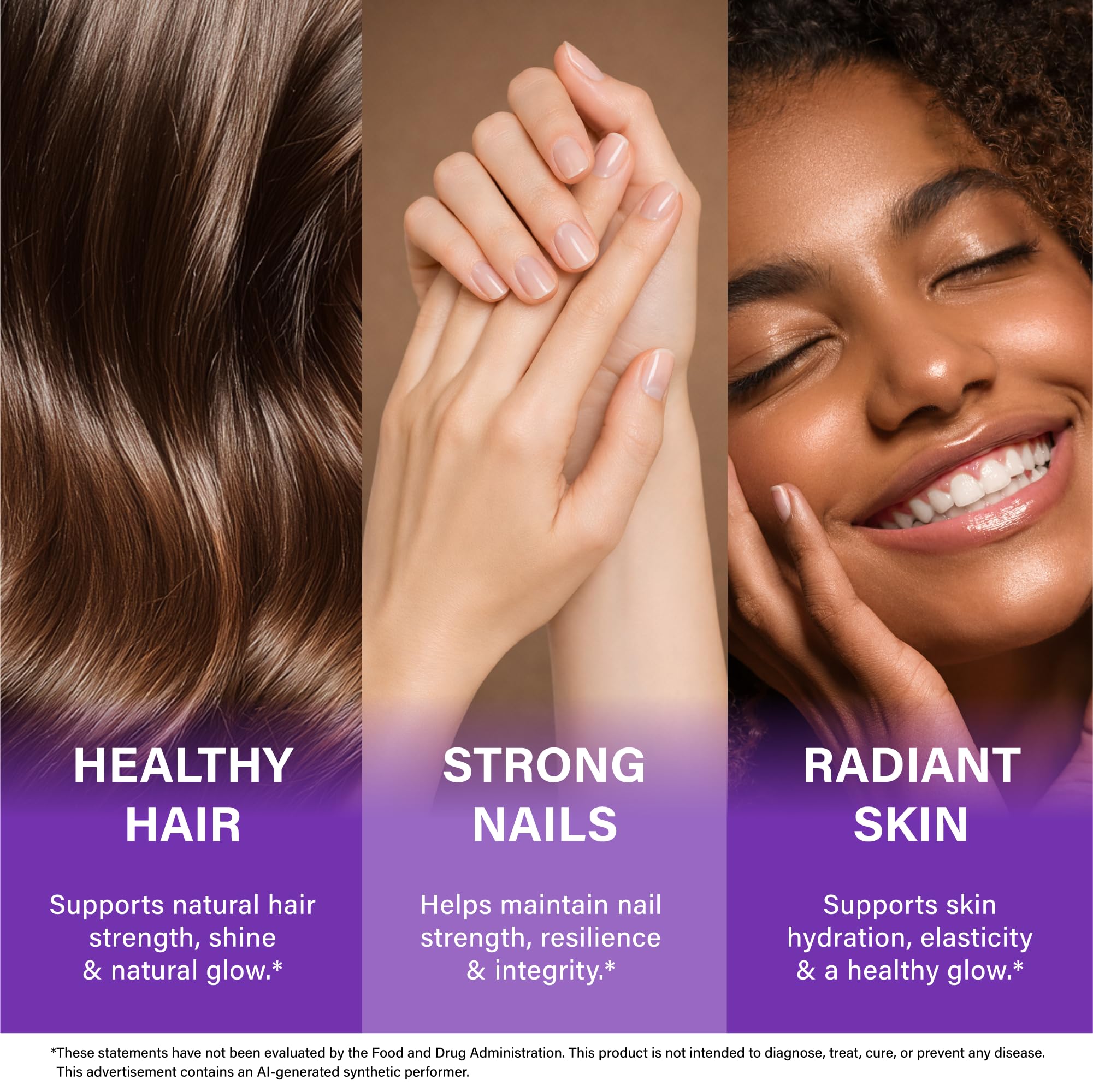 Biotin, Collagen & Keratin + Full B-Complex - Hair Growth Support - 60 Caps — Amazon image 3