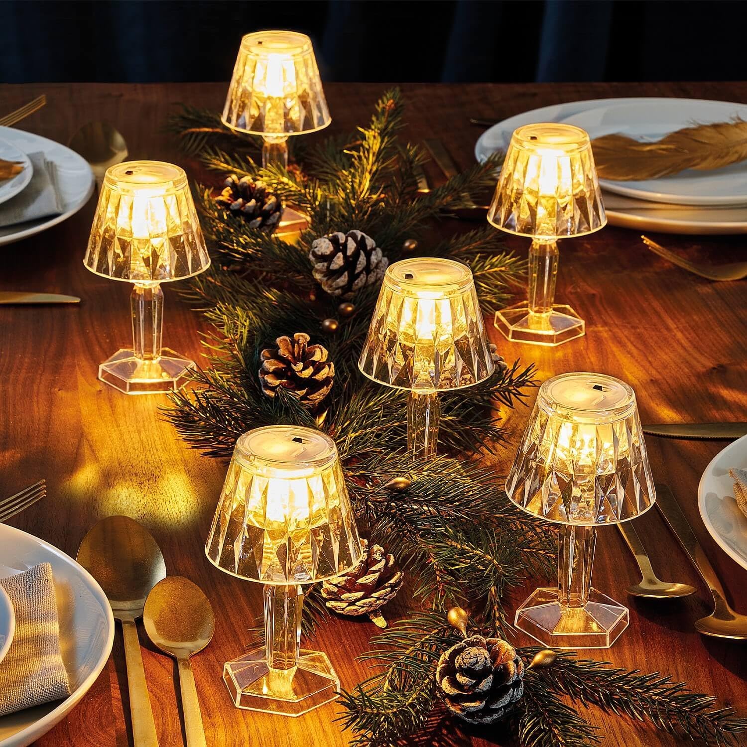 Set of 6 Battery-Operated Mini Table Lamps