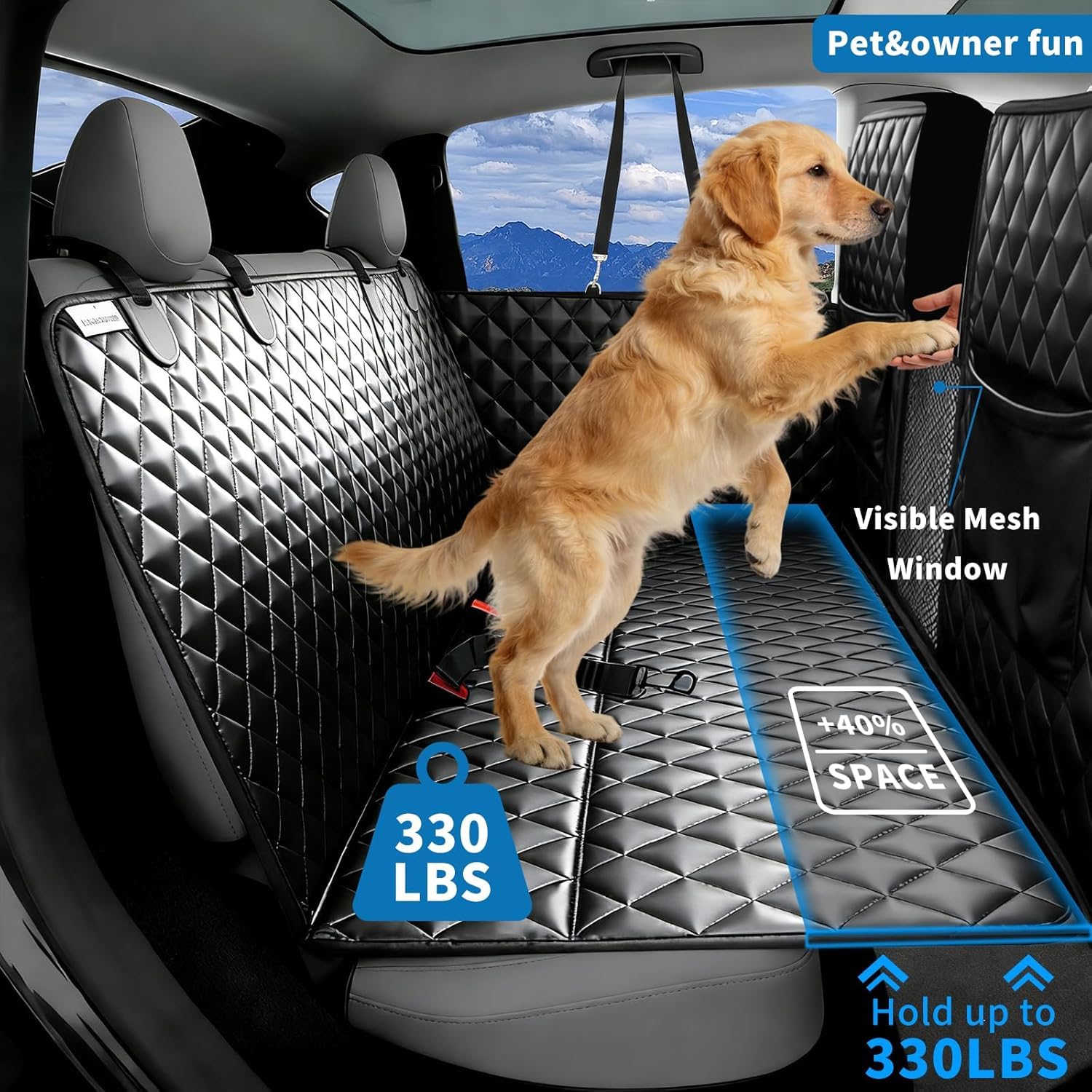 Hundematte Auto für BMW X5 1999-2024, Hundedecke Rückbank mit Sichtfenster Wasserdicht Kratzfest Autoschondecke Hundeschutz Auto Rücksitz