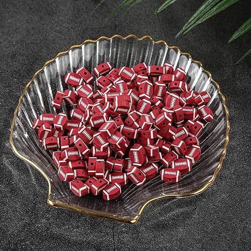 Miniatura 8 de 200 cuentas sueltas de béisbol espaciador de béisbol bolas deportivas de arcilla polimérica para hacer pulseras, aretes, collares, joyas