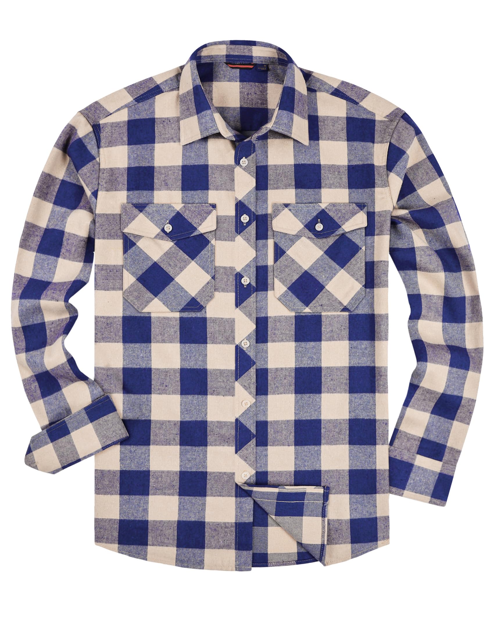 Alimens & Gentle Men's Button Down Regular Fit Long Sleeve Plaid Flannel Casual Shirts