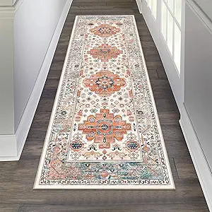 Pauwer Boho Hallway Runner Rug 2x6 Washable Entryway Area Rugs Non Slip Farmhouse Vintage Floor Mat Carpet Runner for Hallways Laundry Room Kitchen Bathroom Bedroom