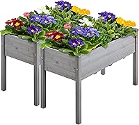 Vista 11 de Yaheetech 1 pieza Cama de Jardín Elevada 48x24x30 pulgadas Jardinera de Madera Elevada para Horticultura con Patas Cama de Cultivo de Pie
