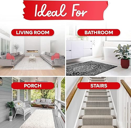 Miniatura 19 de XFasten - Cinta adhesiva de doble cara para alfombras, para suelos laminados y de duela, sin residuos, 2 pulgadas x 30 yardas