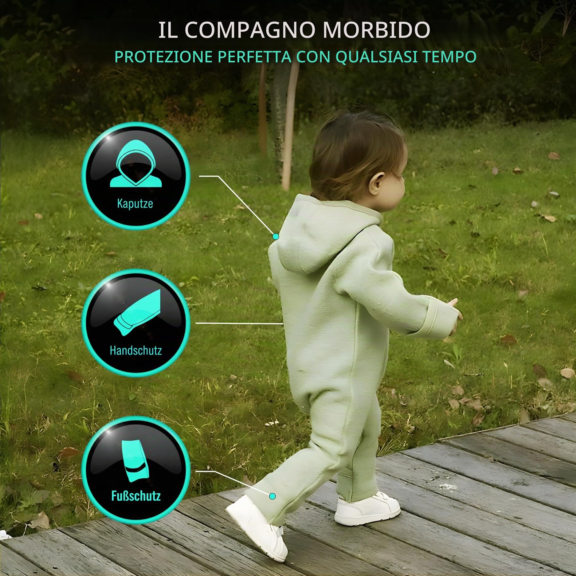ALAVYA HOME® Walkoverall, tuta in lana naturale, 100% lana vergine biologica, con chiusura lampo, per neonati e bambini