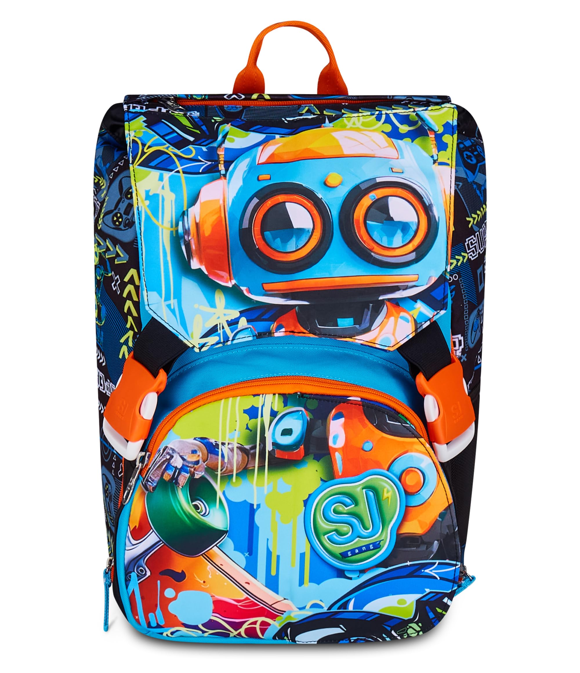 SJ GANG STYLE JAM GANG Zaino Doppio Scomparto Estensibile, Blu, Maxi Capienza, Schienale Preformato, Bambino, Scuola Elementare