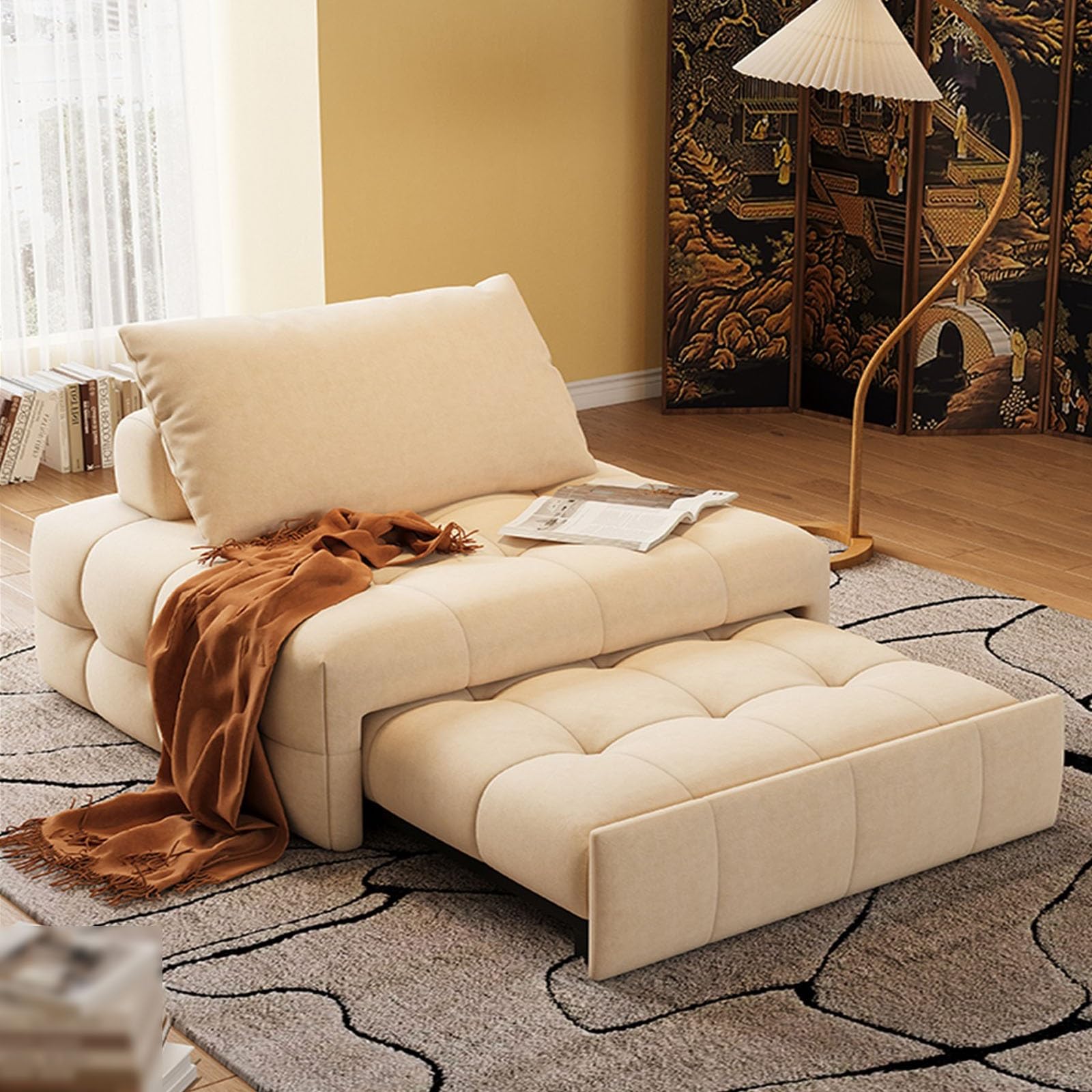 Divano letto pieghevole, divano multifunzionale con funzione letto, divano letto con portabicchieri e cuscino | Leroy Merlin