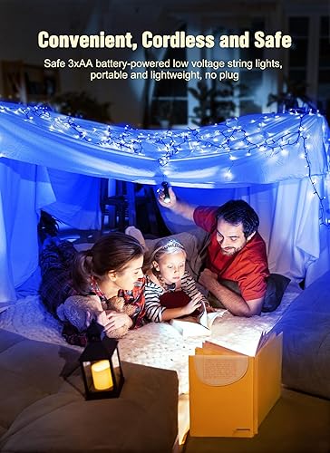 Vista 64 de Guirnalda de luces de Navidad a pilas, 20 luces LED de 8 pies con temporizador, luces de árbol de Navidad para interiores y exteriores, dormitorio
