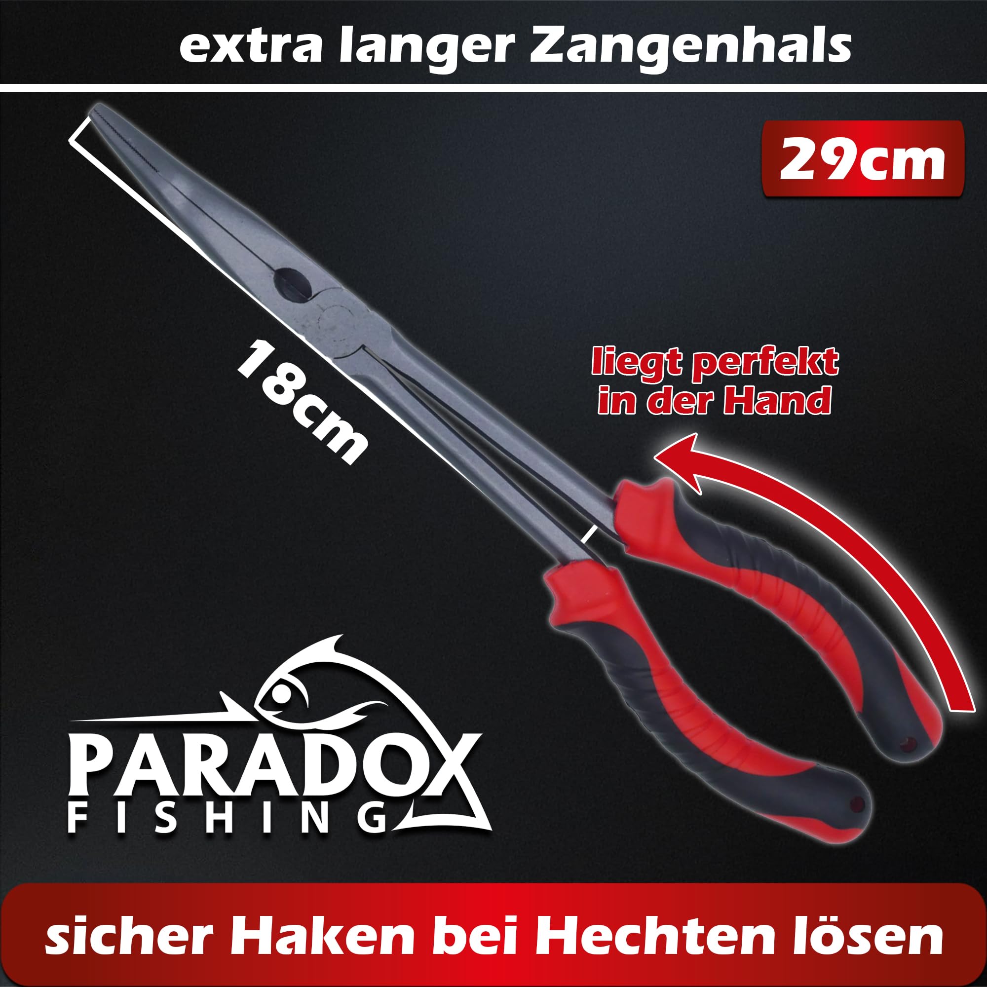 Paradox Fishing Szczelina do szczupaków 29 cm I ściągacz do haczyków wędkarskich Szczelina wędkarska Akcesoria wędkarskie połów szczupaków - odporne na korozję