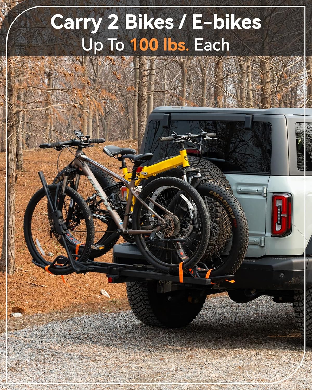 MEEVIZ 2 Bike Rack Hitch for Car SUV Truck RV, Ebike Racks for Tow Hitch, 200 lbs Capacity Bike Carrier for Mountain Bikes, EBikes, EMTB and Fat Tire, Fits 2" Receiver