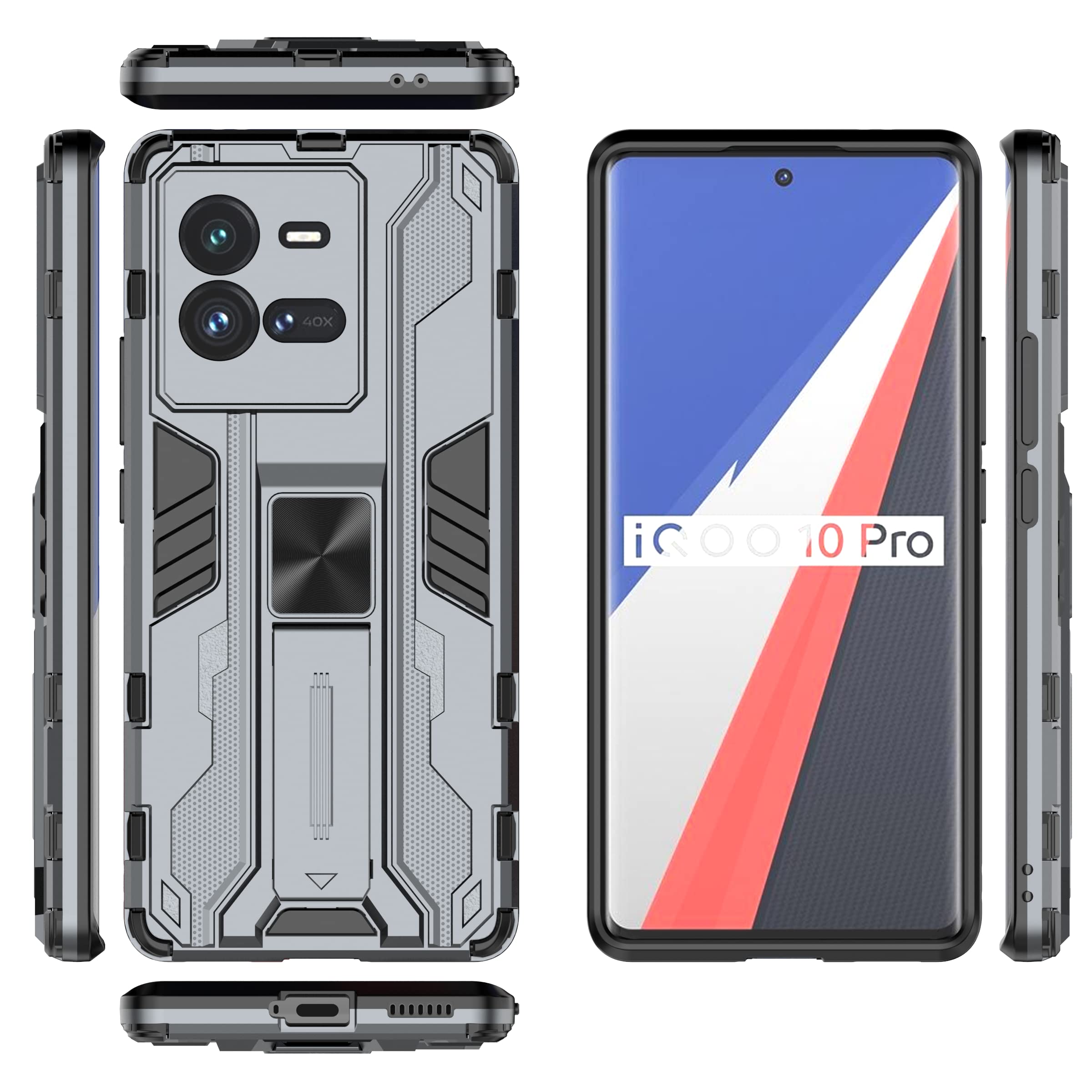 RanTuo Case for vivo iQOO 10 Pro, Detachable TPU+PC 2-in-1 Heavy