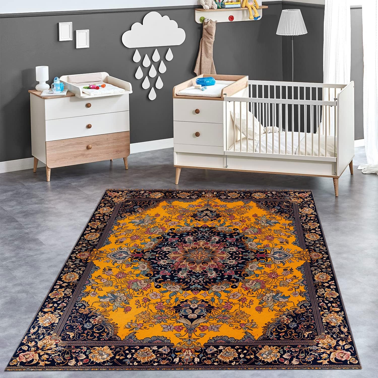 Symetryczna kwiecista rama dywan design z krótkim włosiem antypoślizgowy lekki wytrzymały duży miękki dywan do salonu sypialnia jadalnia biuro kolor 180x240 cm