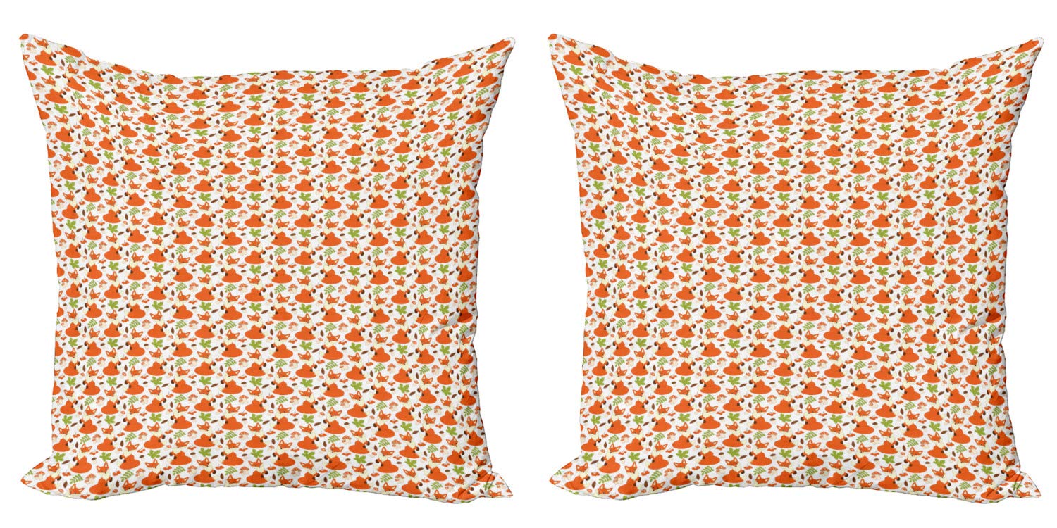 ABAKUHAUS Natale Federe Cuscini Set di 4, Red Floral albero Uccello
