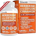 21-in-1 Berberine Supplement with Ceylon Cinnamon with Chromium, Bitter Melon and Green Tea Extract and Black Pepper Extract 5X for Energy & Metabolism Support with 5279 mg (120 ct, Pack of 1)