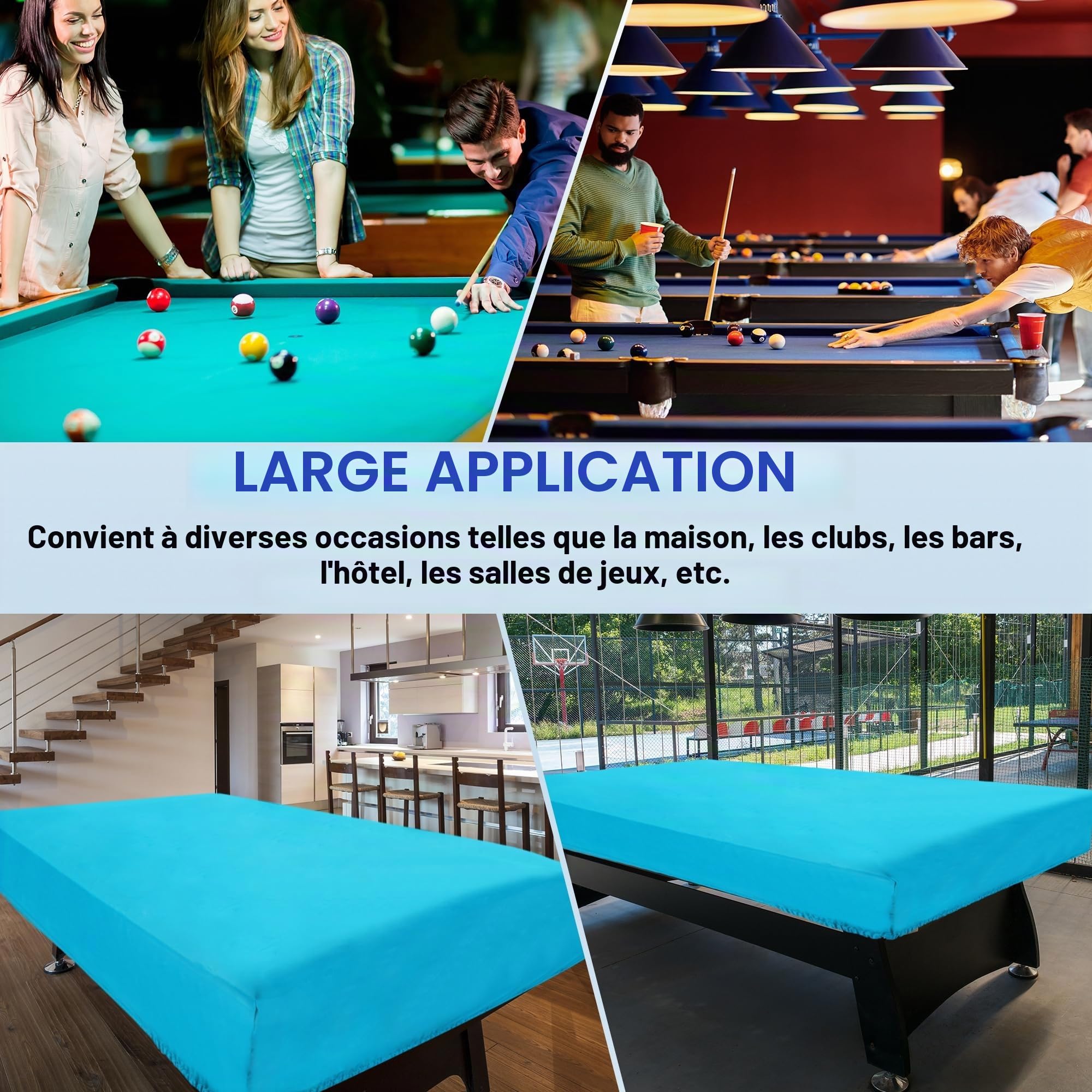 Housse de table de billard - 2,1 m - Oxford - Imperméable à la poussière - Pour protéger la table de billard - Extérieur et intérieur - Bleu
