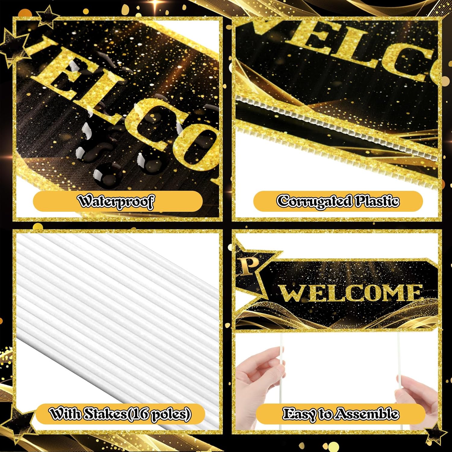 8 Pack VIP Entrance Yard Sign VIP Stage Door Entrance Sign Star Movie Theme Party Decorations Red Carpet Party Decorations for Wedding Birthday Award Night Party Decoration Supply, 6 x 17 Inch