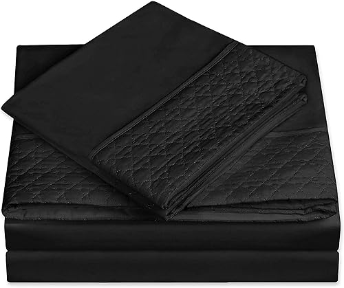 Elegant Comfort Luxury Best, Soft and Coziest - Juego de ropa de cama de 4 piezas de microfibra de calidad egipcia de 1500 hilos, diseño acolchado