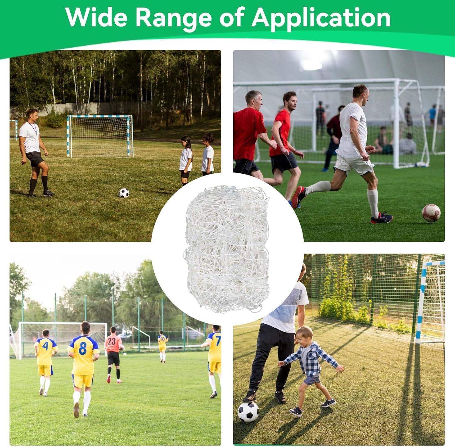 Portable Soccer Replacement Net, Heavy Duty White Soccer Goal Net Durable Thickened Polyethylene Football Goal Net for Sports Match Training(18 x 7ft)