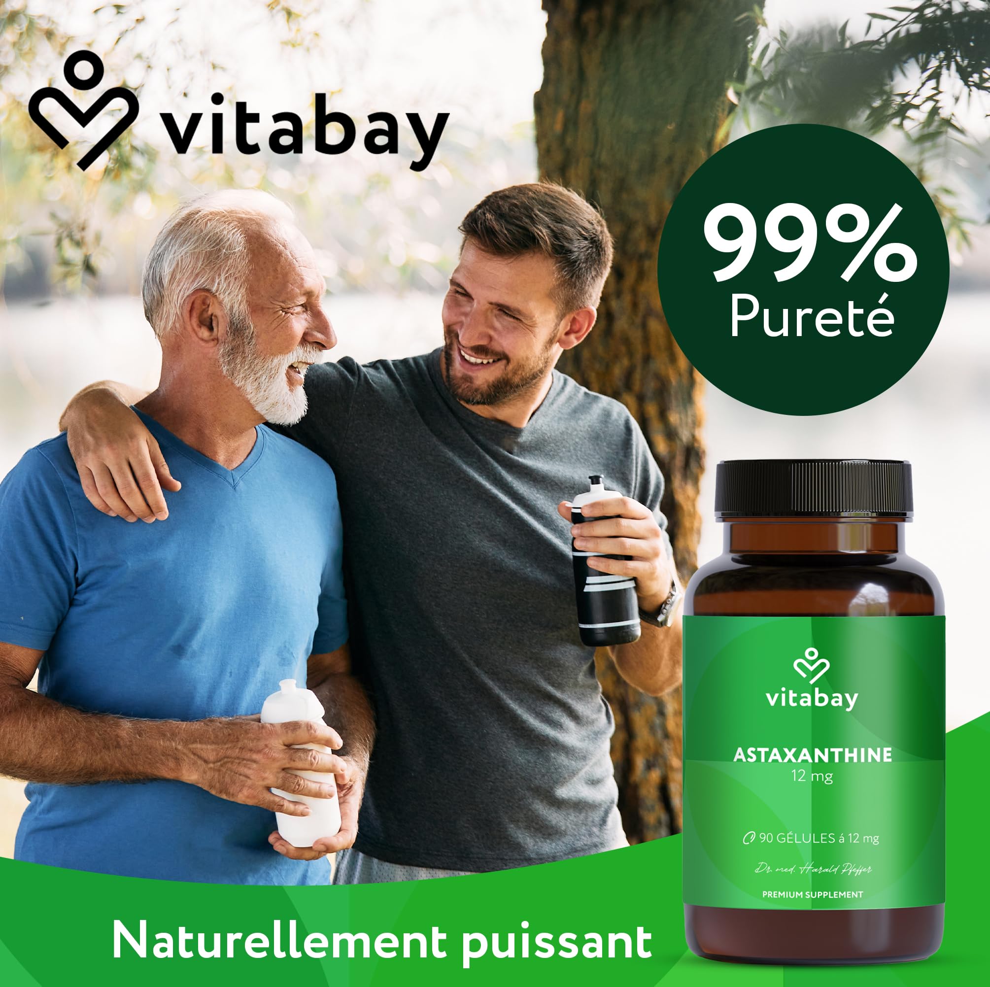 Vitabay Astaxanthine 12 mg hautement dosée – 90 capsules softgel véganes – testée en laboratoire & sans additifs – naturellement issue d’extrait d’algue Haematococcus pluvialis – réserve pour 6 mois