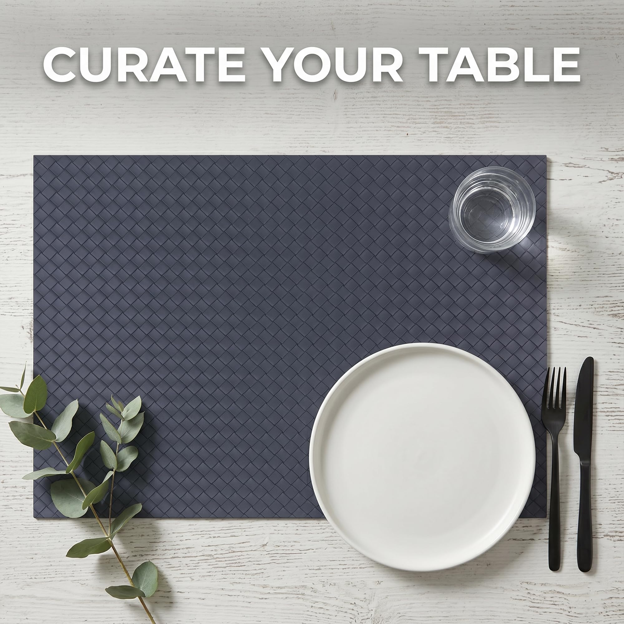 Set di 6 tovagliette in pelle per cucina, tavolo da pranzo, resistenti al calore, tovagliette lavabili 43,2 x 30,5 cm, grigio scuro
