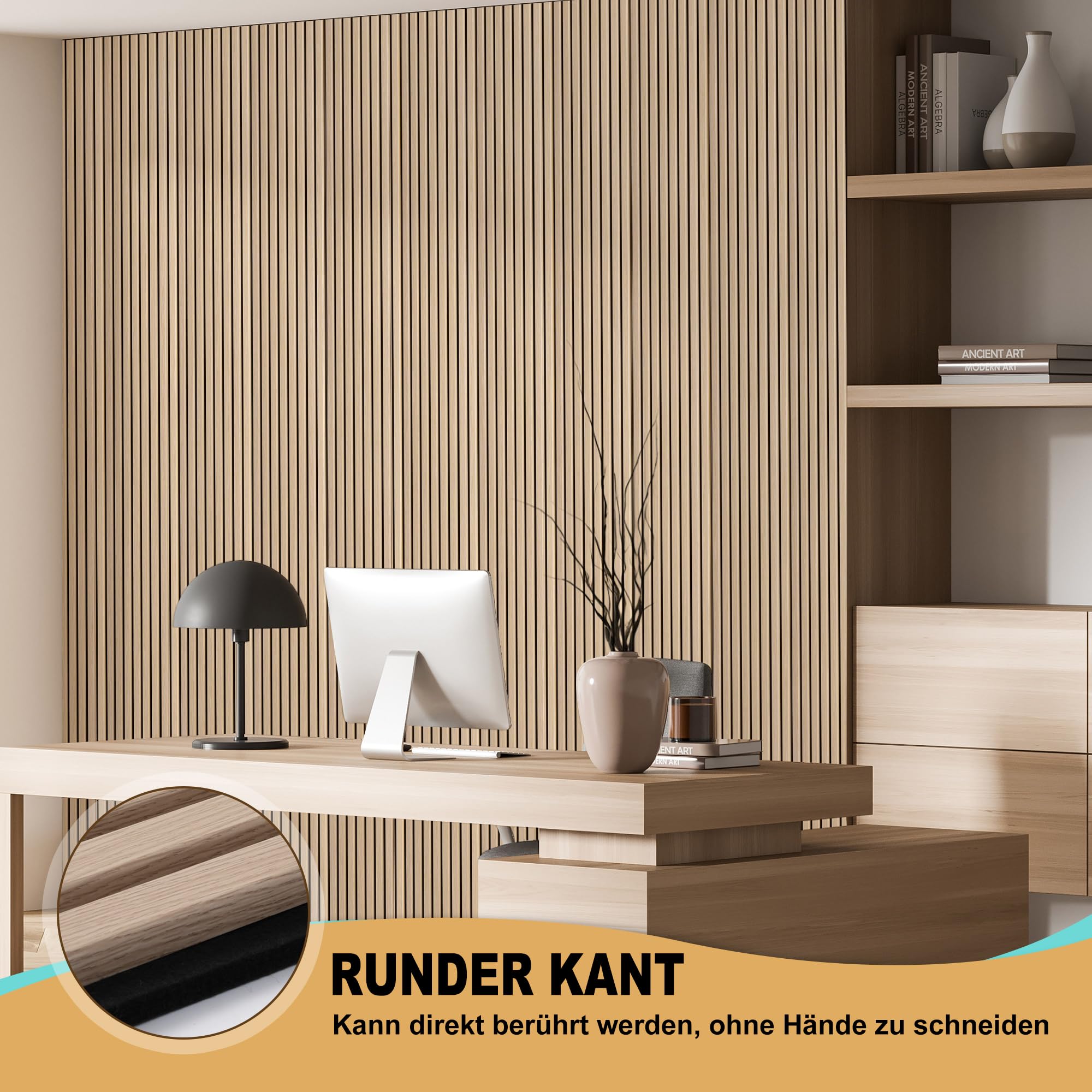 3D Akustikpaneele 120 x 60 x 2,2 cm, Holz Optik Paneele, Wandpaneele in Holzoptik als Schallabsorber, Panels für Wohnzimmer, Küche, Schallschutz, Studio, 4 Stück (Weißer Eiche)