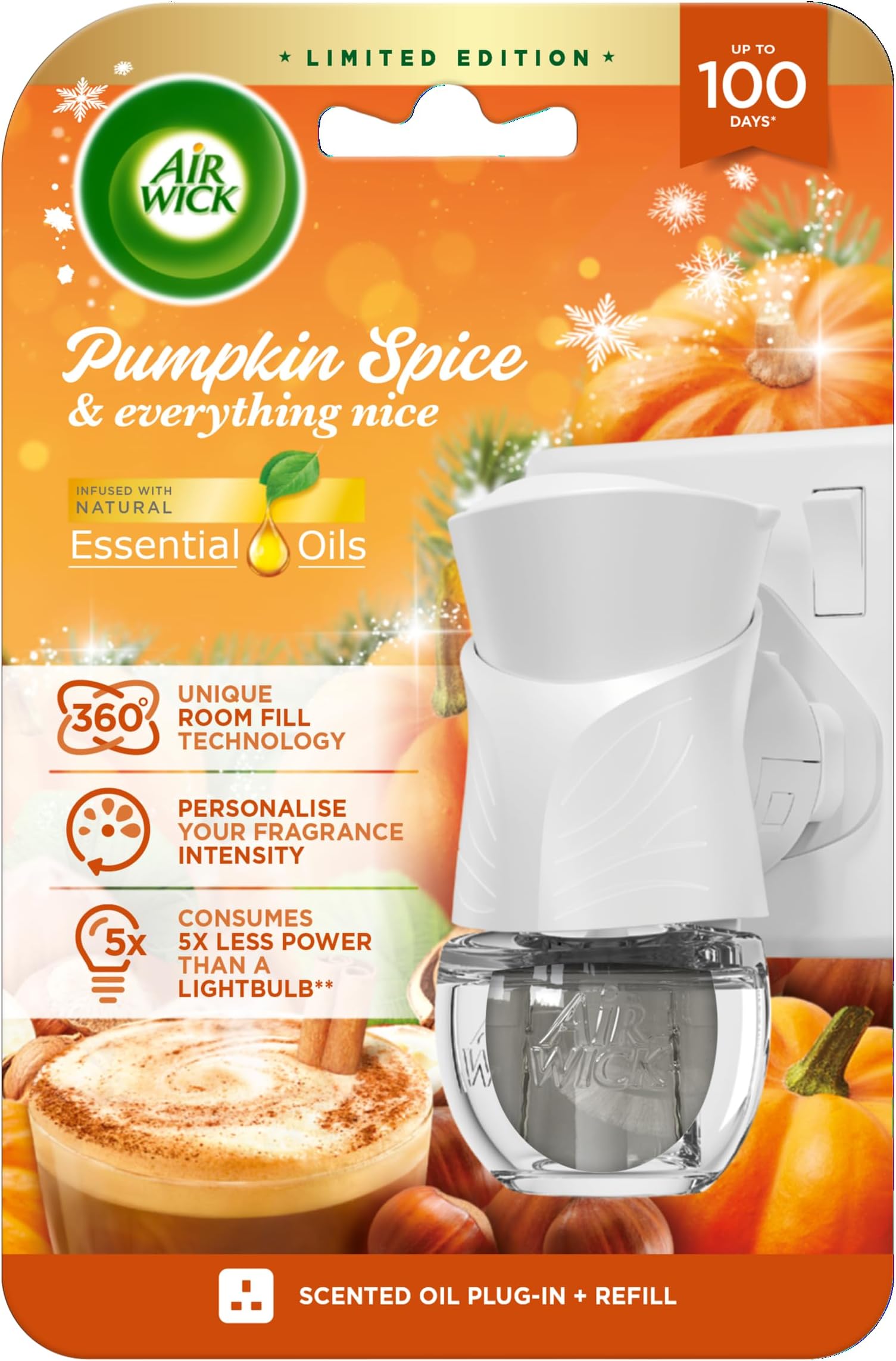 Pumpkin Spice & Everything Nice|Electrical Plug in Kit Gadget and Refill | 1 x 19ml | Infused with Natural Essential Oils