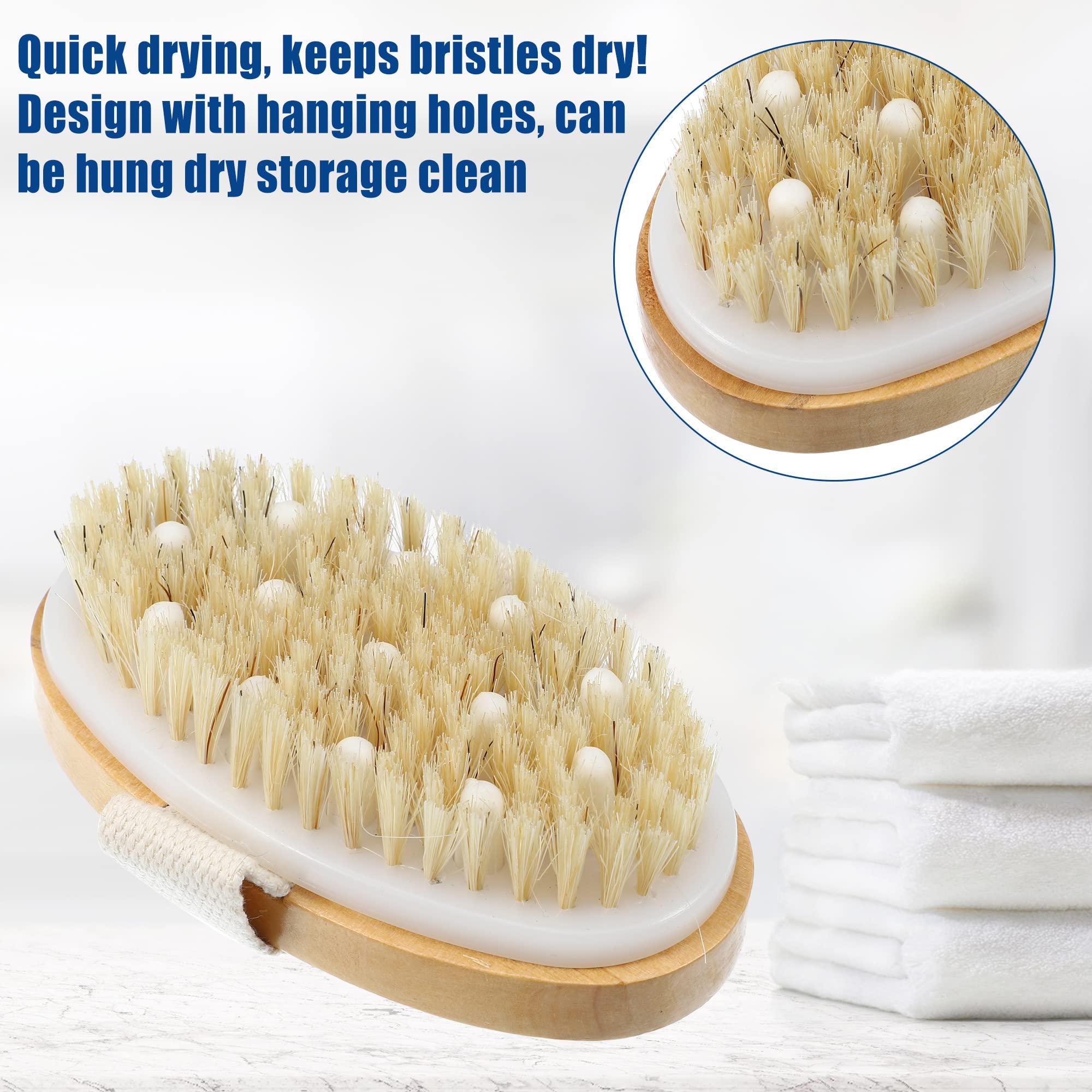 VOCOSTE 1 Pcs Bath Brush, Back Scrubber Wood for Wet or Dry Brushing for Shower Brown, 4.9 Inches - Image 3