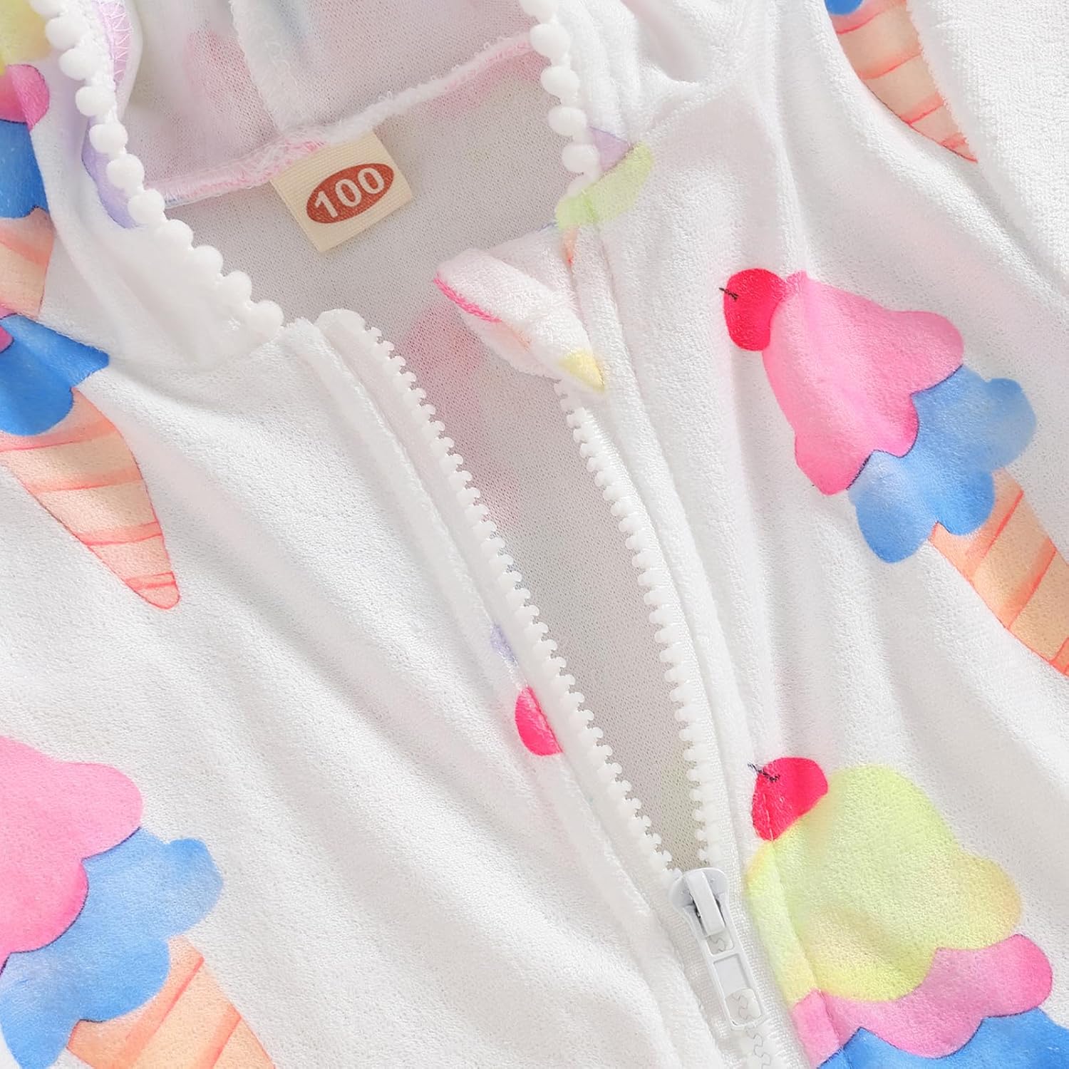 Girls Hooded Zip Terry Coverups Swimsuit Kids Baby Girl Floral Print Short Sleeve Swim Cover-Up Swimwear - Image 2