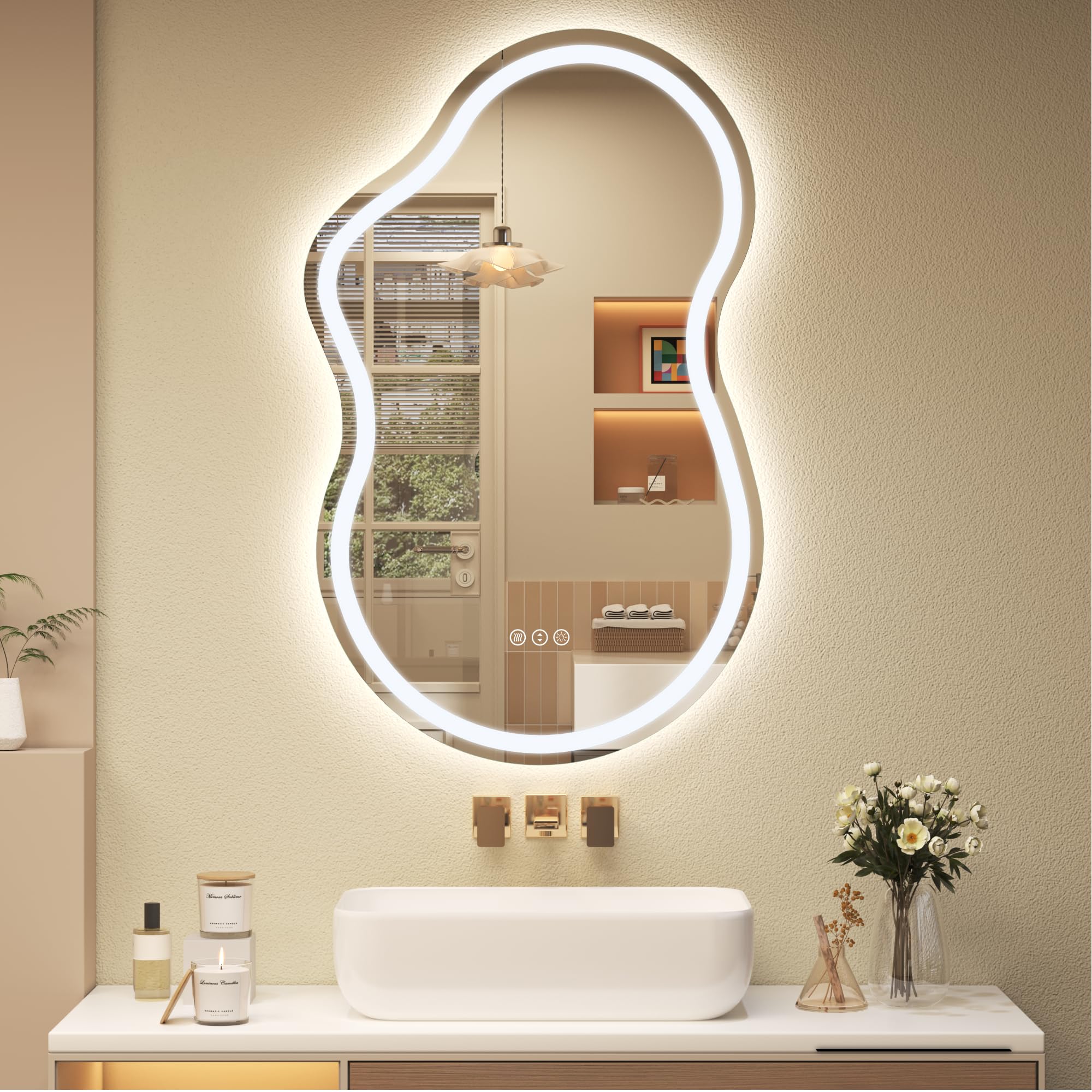 Photo 1 of CHARMOR 20x32 Inch Irregular Led Bathroom Vanity Mirror with Lights
