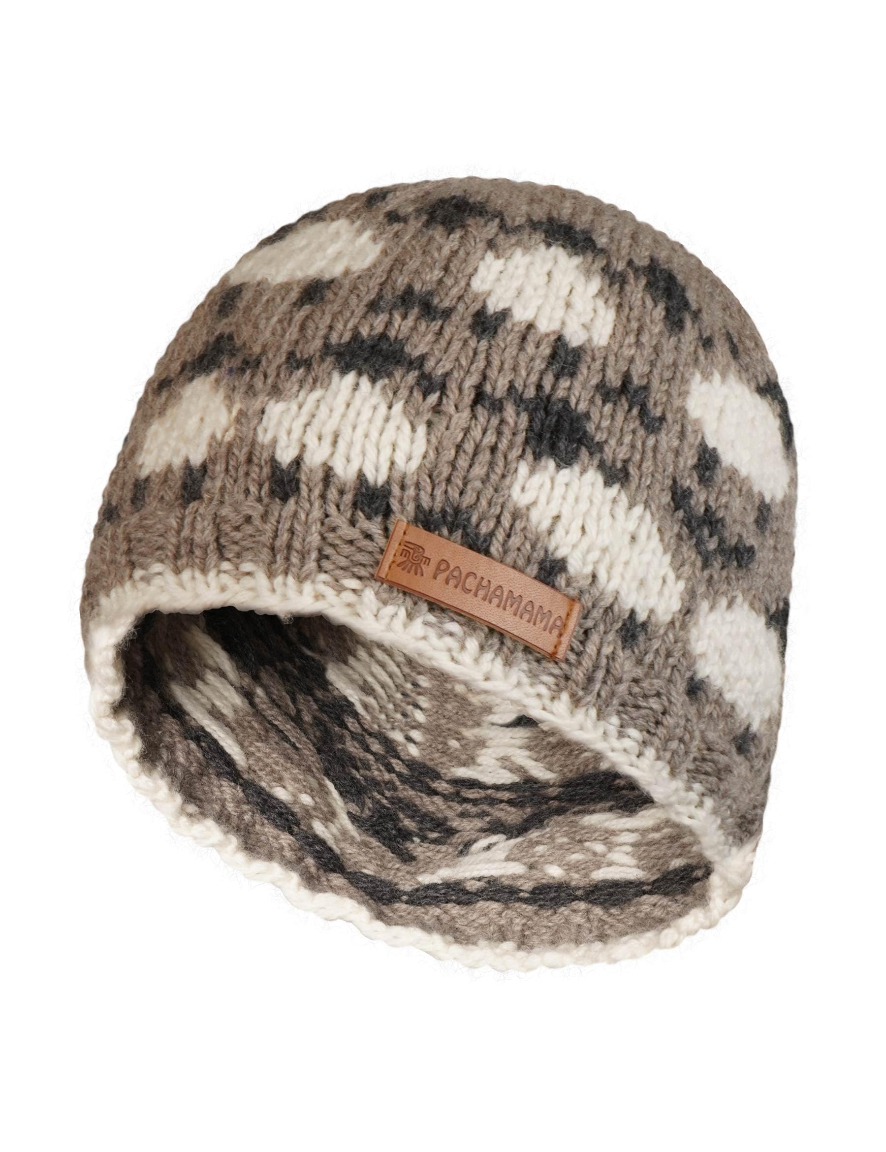 Pachamama Women's Mushroom 100% Pure Fine Merino Wool Beanie Hat Handknitted Sheep Flock Design One-Size Handmade Soft Warm Breathable Moisture Wicking Fair Trade (Uk, Alpha, One Size, )