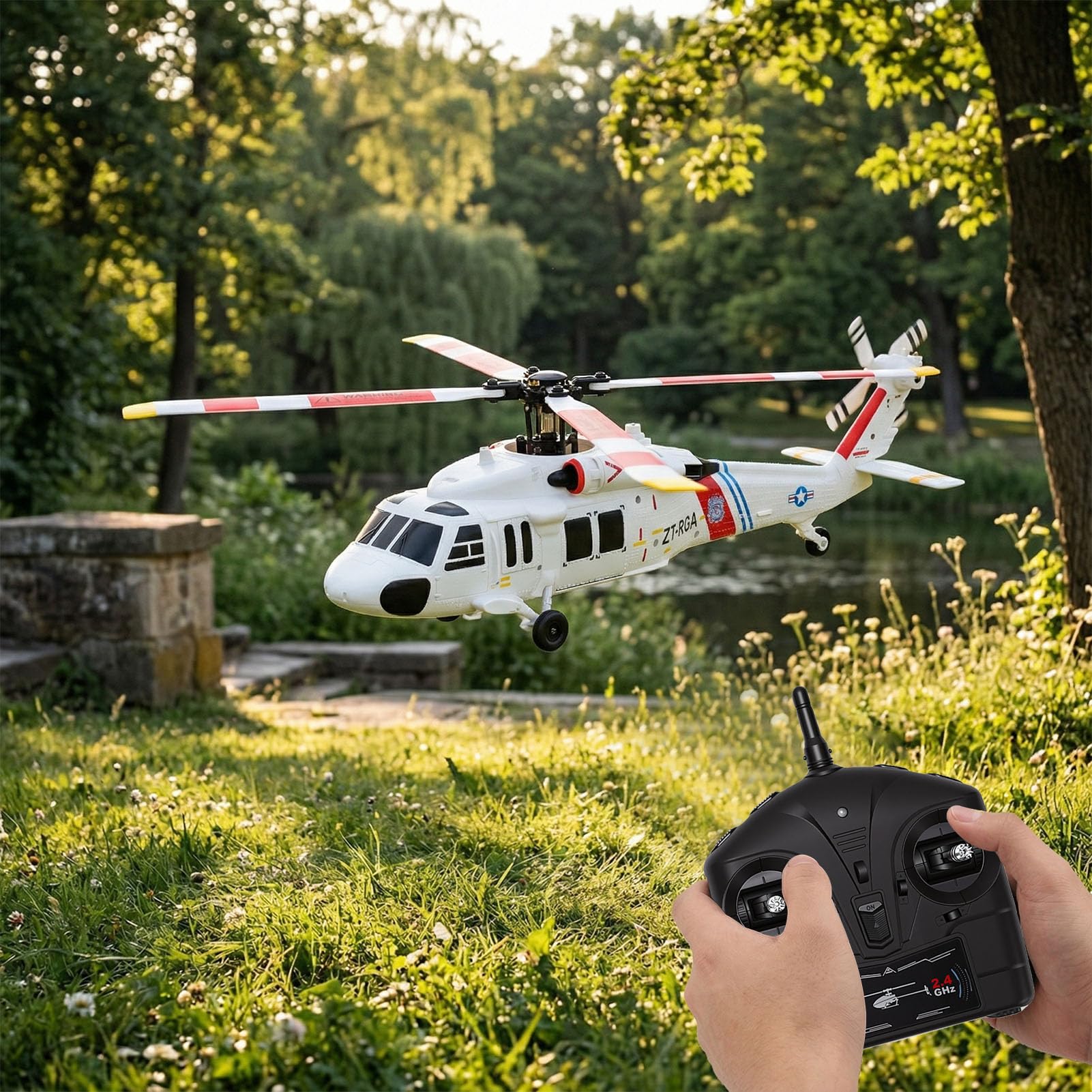 Elicottero RC [Marca] – Giocattolo Elicottero Radiocomandato – di Controllo a 4 – Motore Brushless – 2.4 GHz – Mantenimento Dell'Altitudine – Posizionamento
