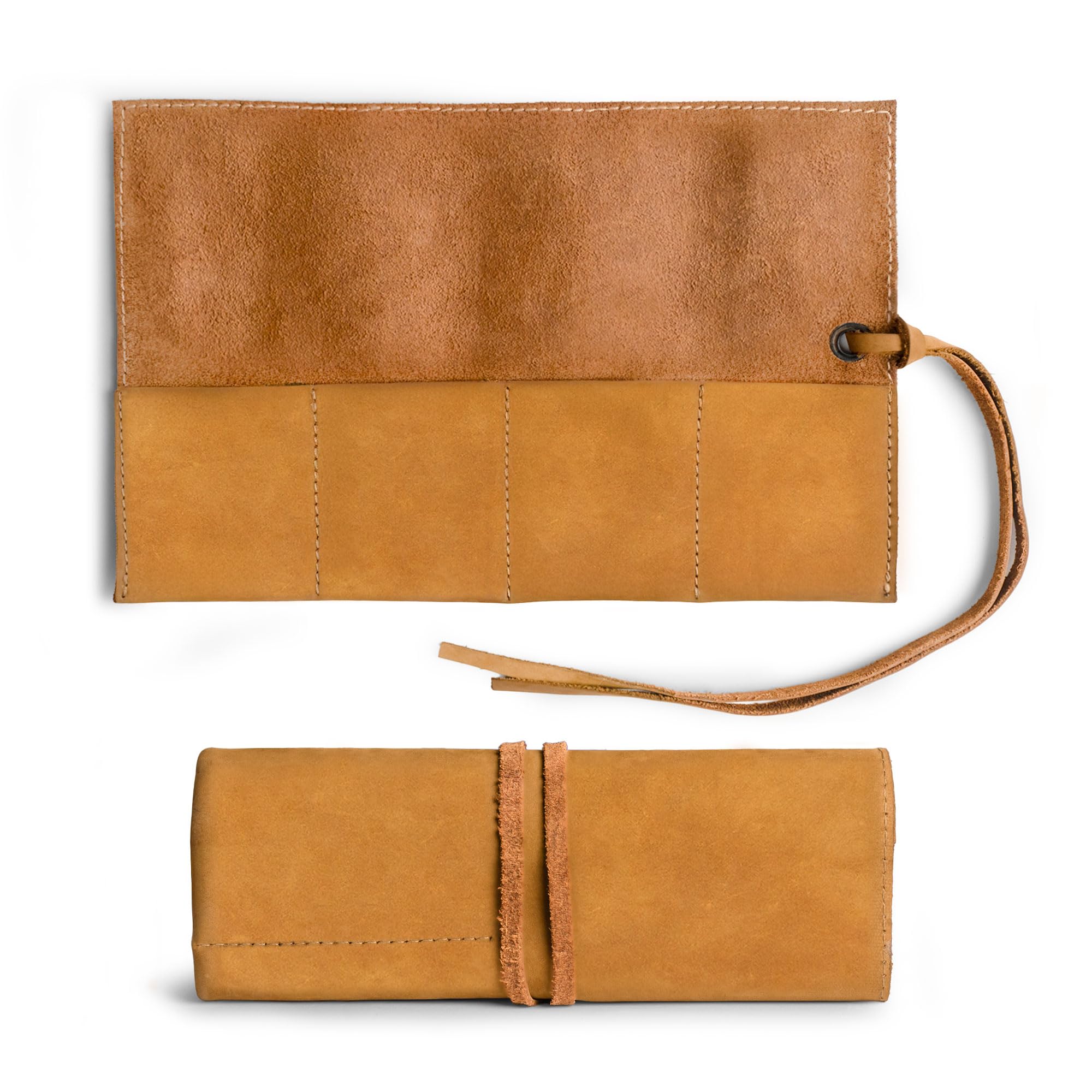 Hide & Drink Soft Leather Travel Watch Roll Organizer Holds Up to 4 Watches Handmade by Toffee Suede