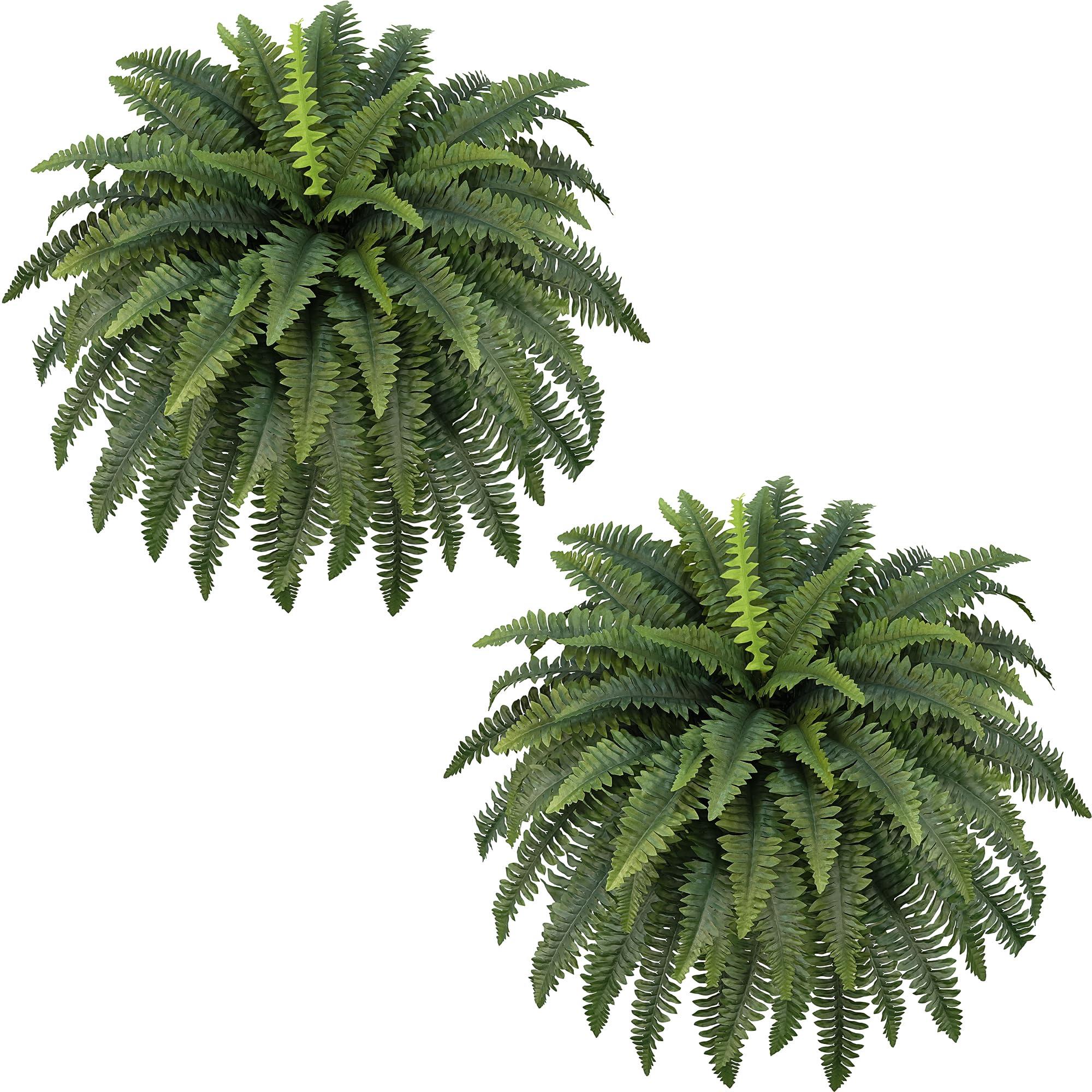 FOREST PRINCE 42" Artificial Boston Fern Large Bush Plants, 2 Bundles of Fake Ferns with 65 Fronds for Outdoors Home Decor