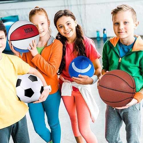 Miniatura 7 de Lenwen Juego de 24 pelotas deportivas a granel, pelotas deportivas de tamaño oficial, incluye balón de baloncesto y fútbol con bolsas de equipo