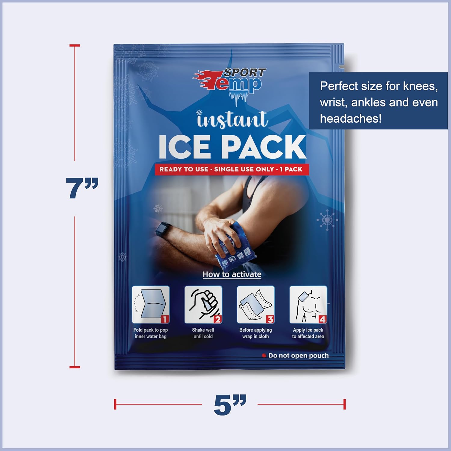 Instant Ice Cold Packs (7”x 5”) Disposable Ice Packs for Pain Relief, Swelling, Injuries, Toothaches, and Sprains – Cold Therapy for Athletes, First Aid, Travel & Outdoor Use (100 Pack)