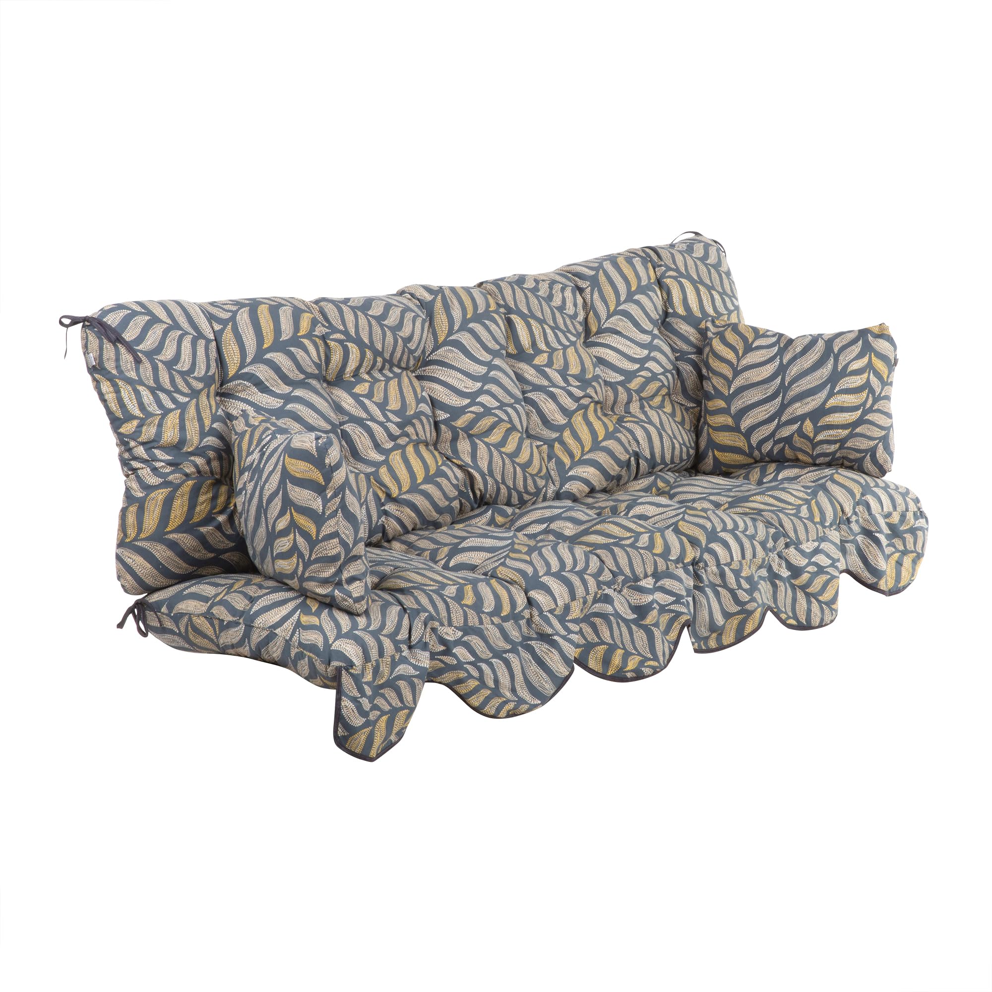 PATIO Hollywoodschaukel Auflage 180x50 cm Minorca Bankauflage mit Rückenlehne 2 Seitenkissen Volant vorne