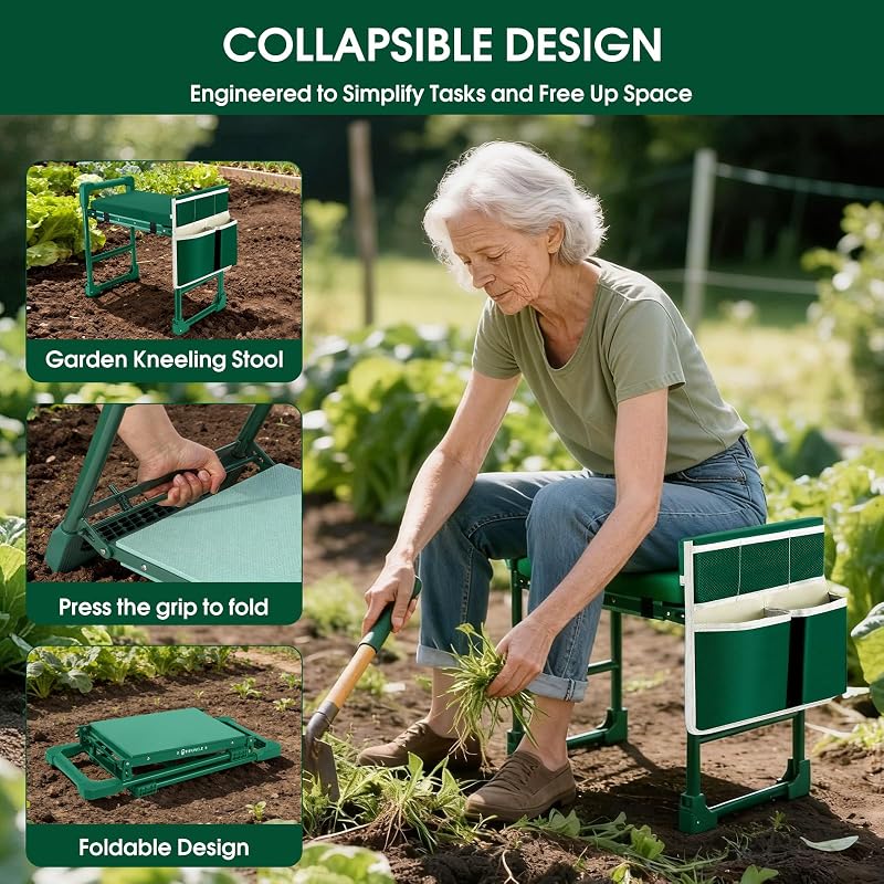 Garden Kneeler and Seat Heavy Duty 600LBS w/ Thicken Wide Soft Kneeling Pad image 6