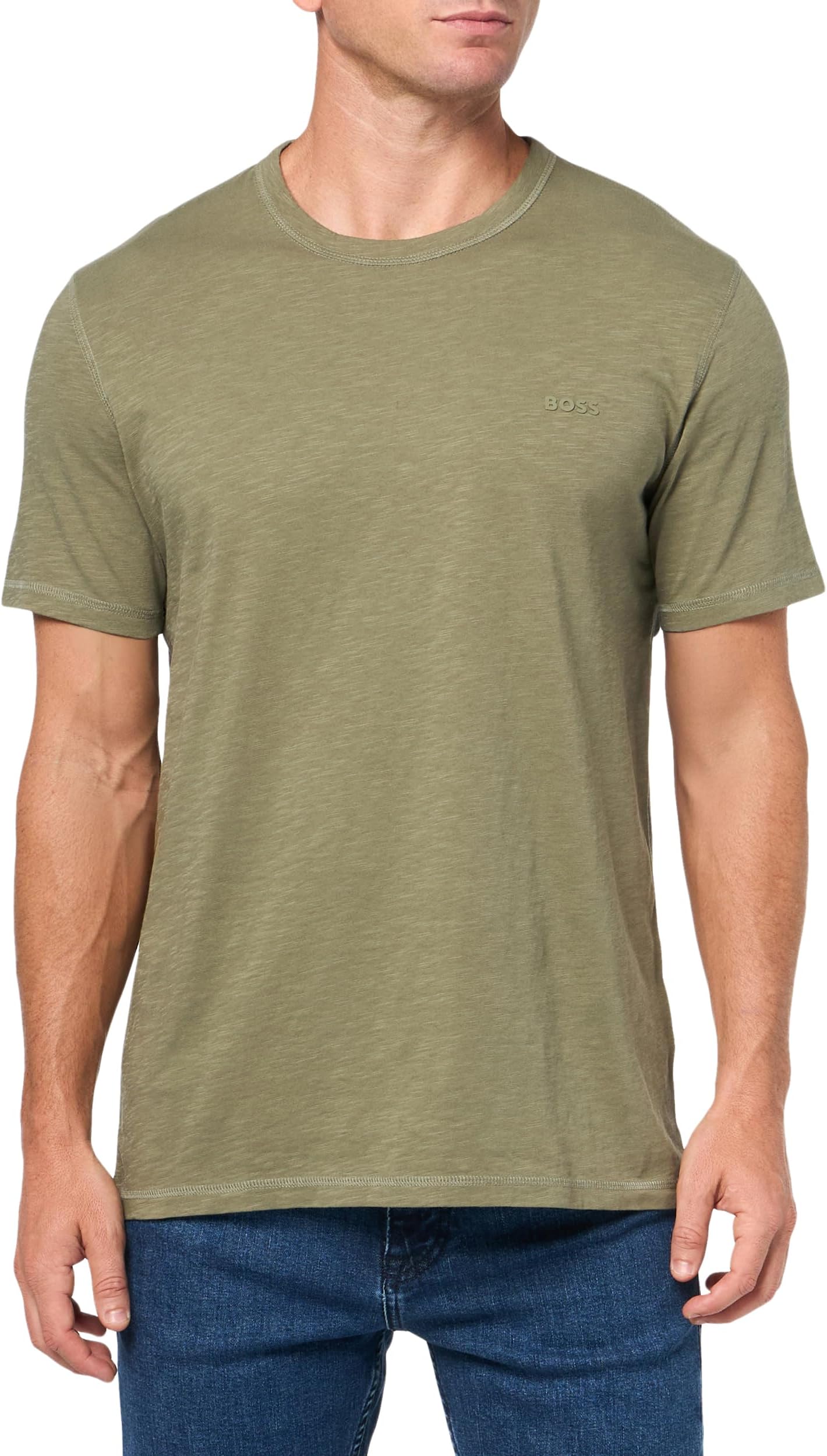 BOSS mens Tonal Square Patch Logo Jersey T-shirt Shirt