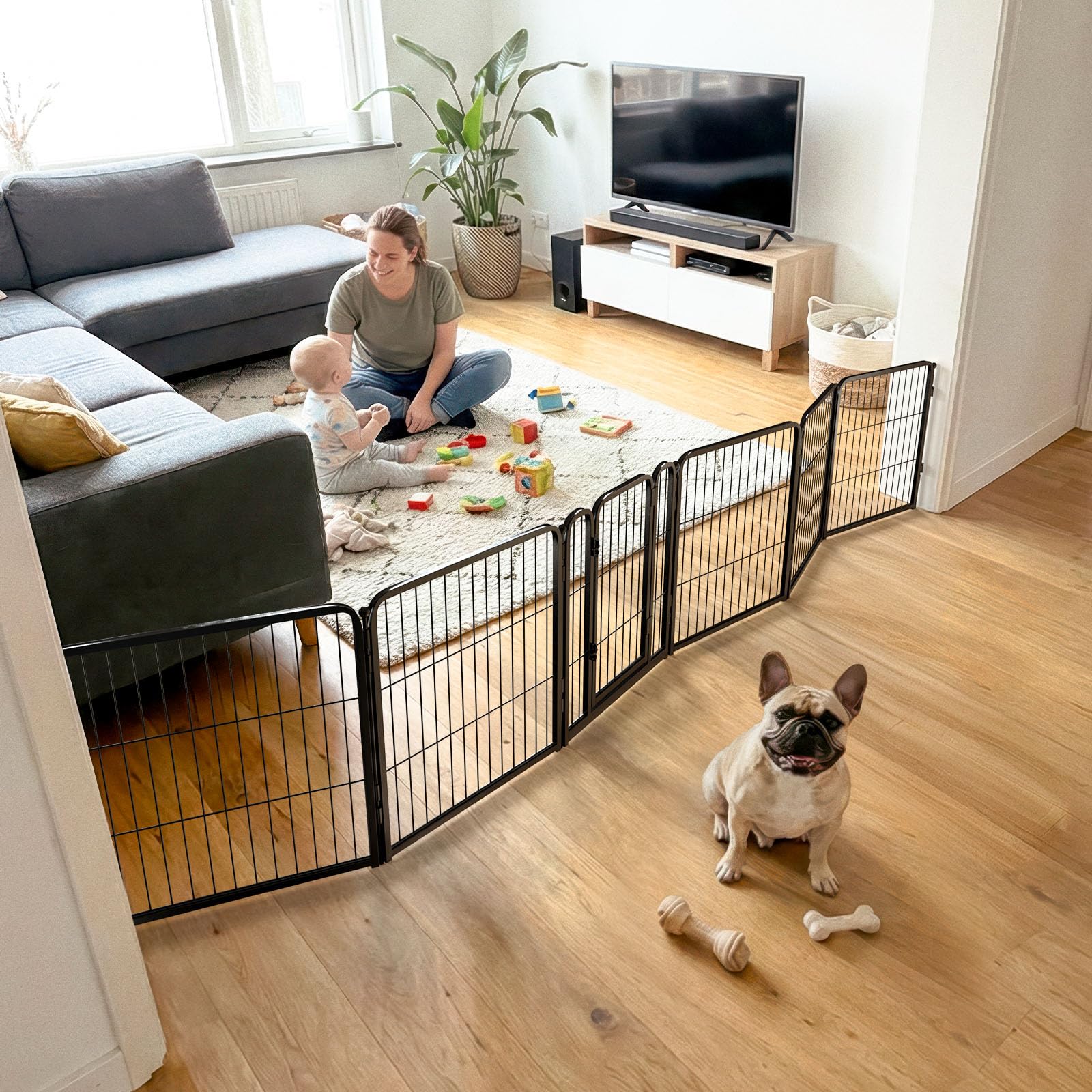 FXW Dog Gate, Extra Wide Adjustable for Openings Up to 3.48 m, 60cm(H)