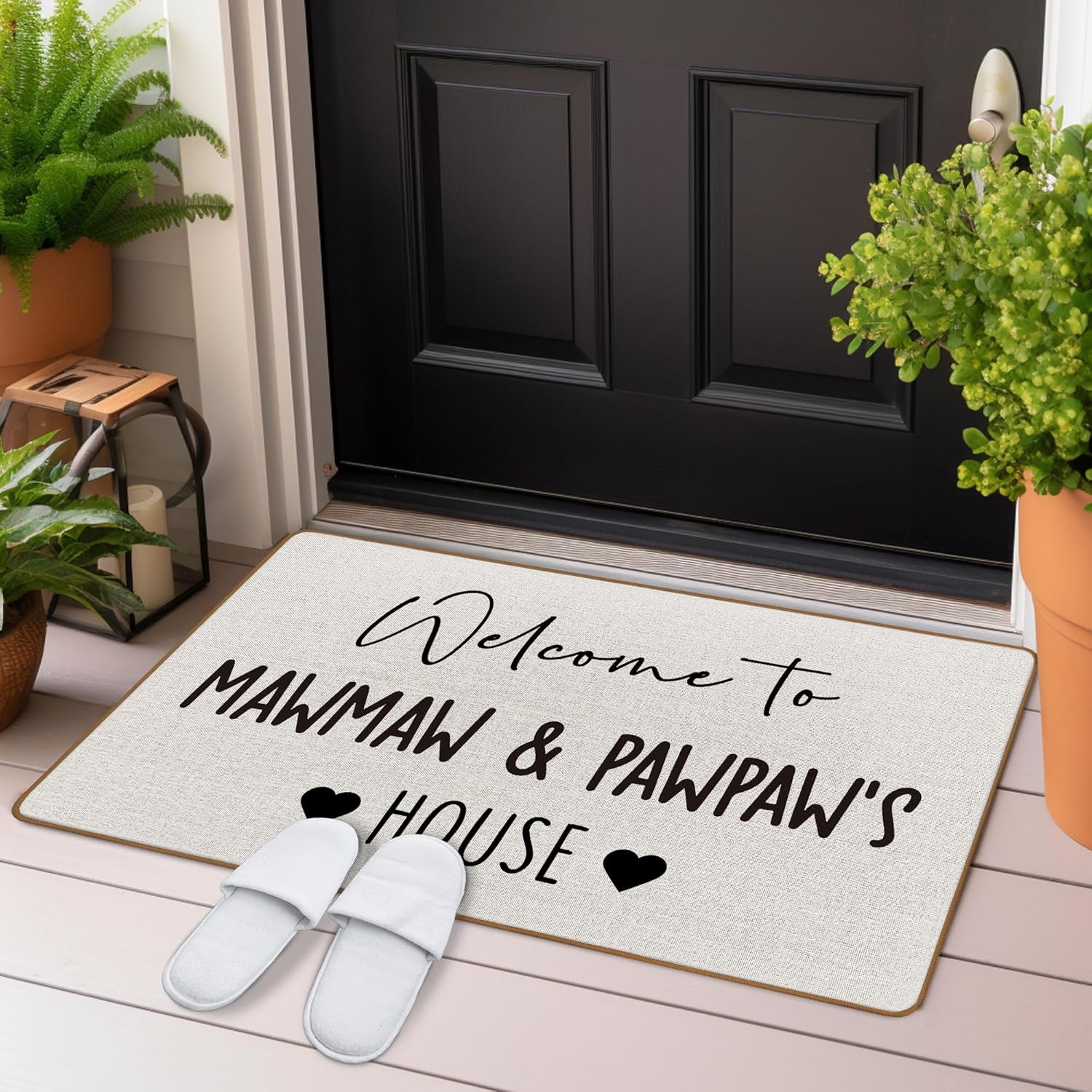 Mawmaw Pawpaw Grandparents Gifts Door Mat, Best Grandparents Gifts Welcome Mat, Welcome to Mawmaw and Pawpaw's House Front Doormat Indoor Outside Entrance, 17x29 Inch