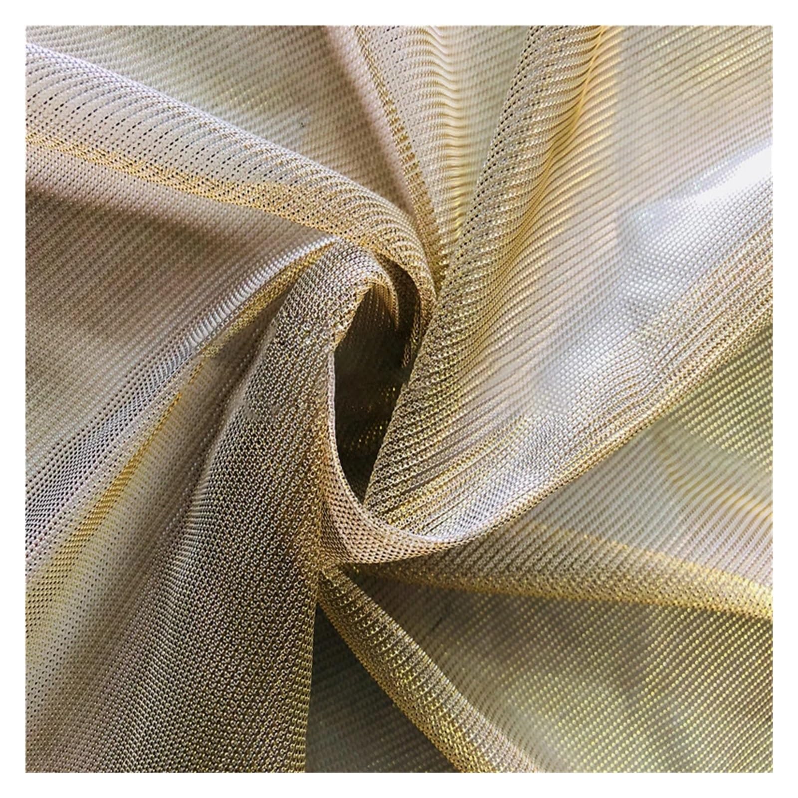 Ytbhshxz Gold Yellow Fabric Glitter， Fashionable Polyester Mesh Fabric Multicolor 100X150cm(Gold Yellow)