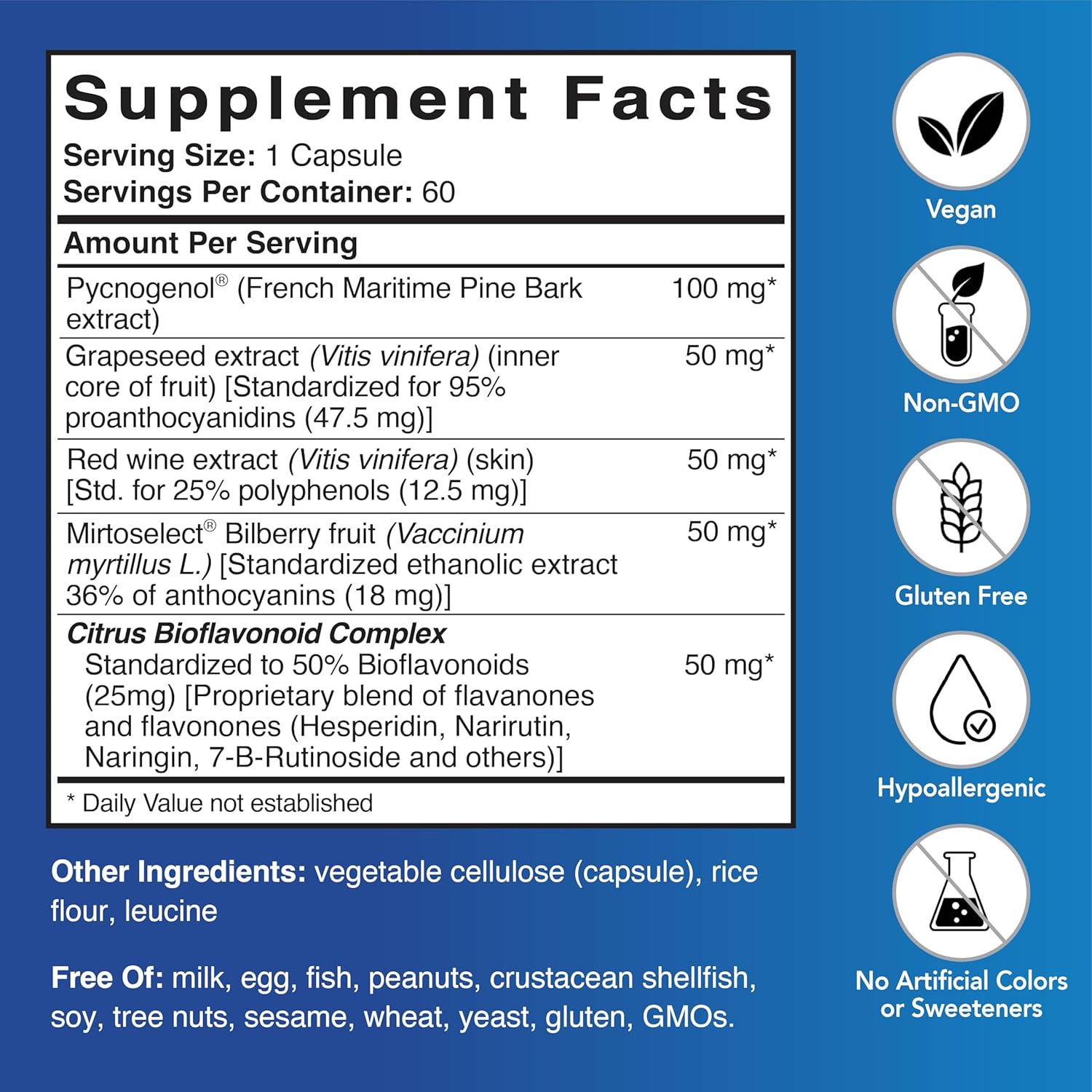 Patient One Pycnogenol OPC Complex 300mg | Supplement to Support Vascular Health and Healthy Aging* | French Maritime Pine Bark and More | 60 Capsules