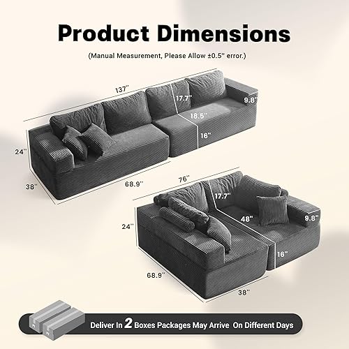 Miniatura 2 de Sillón tumbona, sofá deshuesado para sala de estar y dormitorio, juego de sofás cama sillas de lectura, de pana, color gris