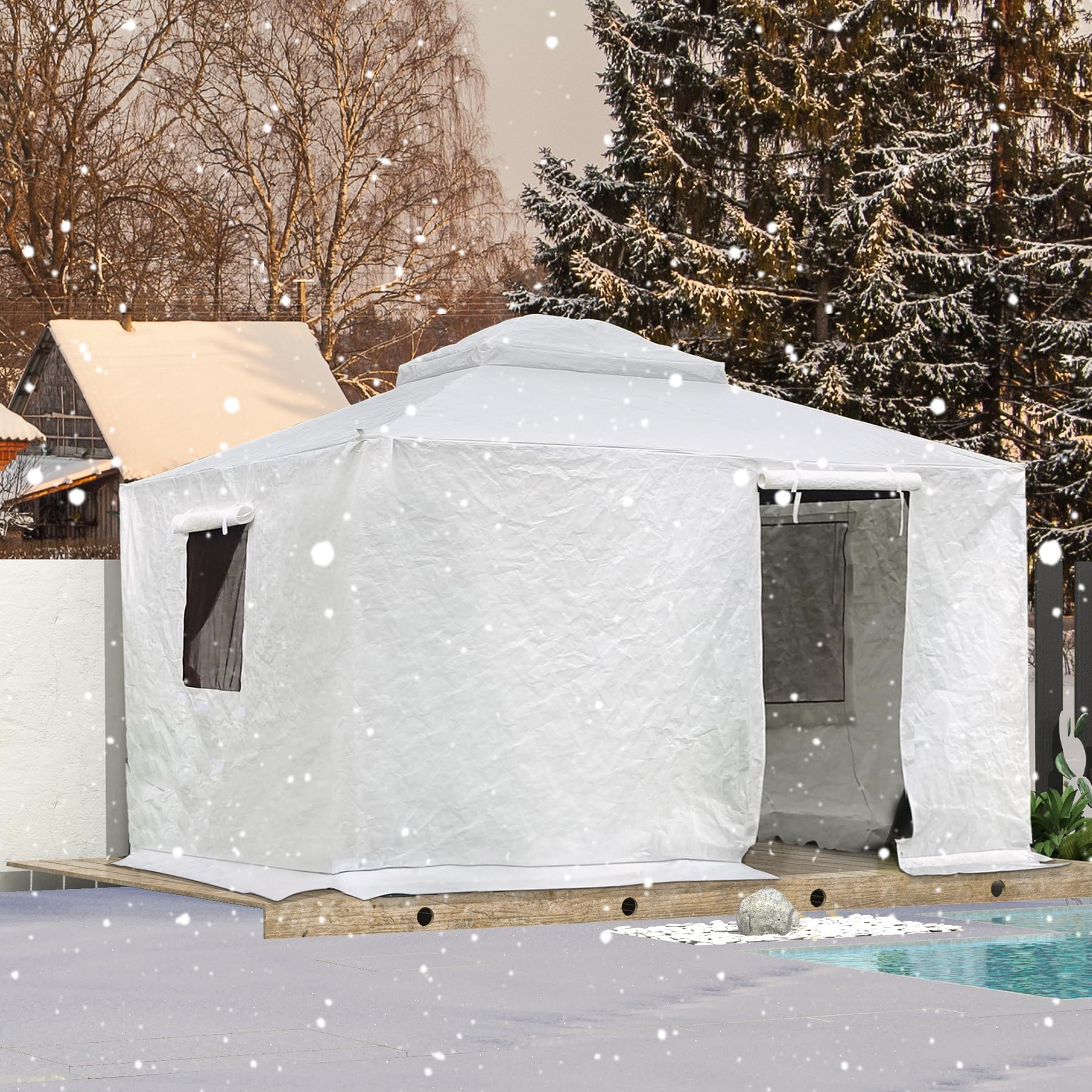 Amazon.com : Domi 10' x 12' Universal Winter Gazebo Cover for Hardtop ...