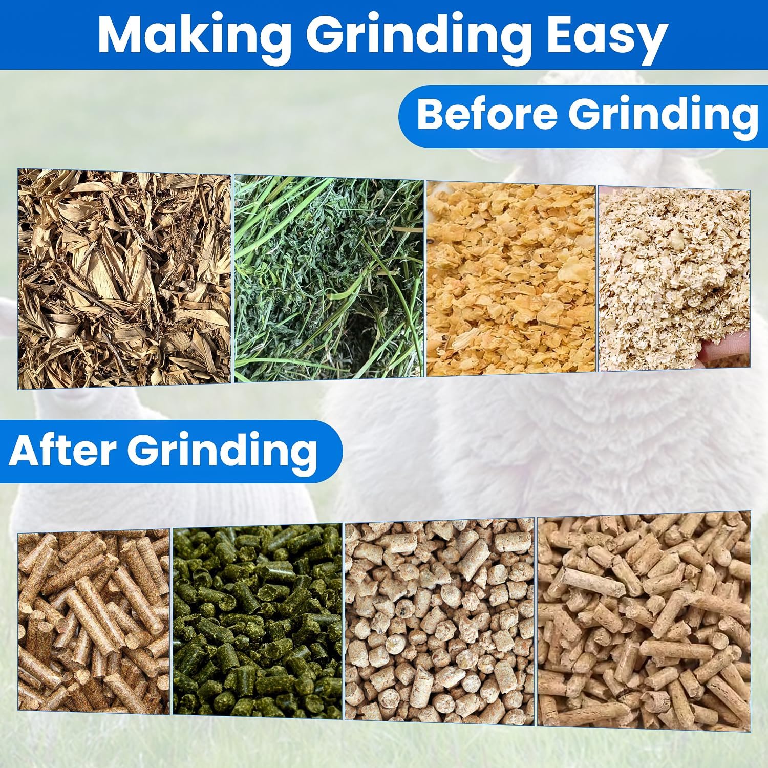 220V Feed Pellet Mill Machine with 4 Head Rollers for Farm Chicken Duck Livestock Poultry 2.5/3/4/5/6/8mm Grinding Discs 330-507 lb/h