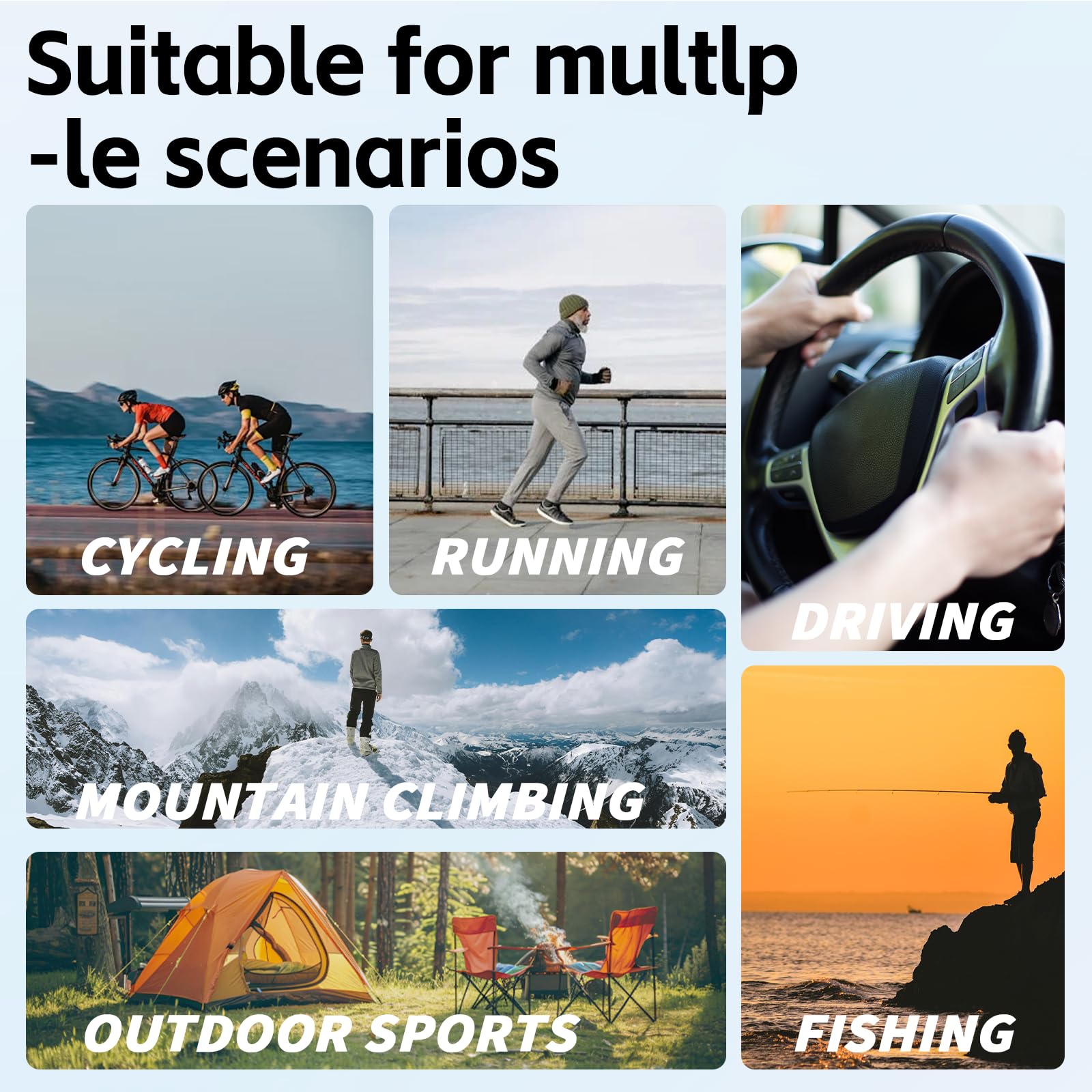Occhiali da sole sportivi ultraleggeri senza montatura – 24 g PC UV400 per corsa, escursionismo, attività all'aperto