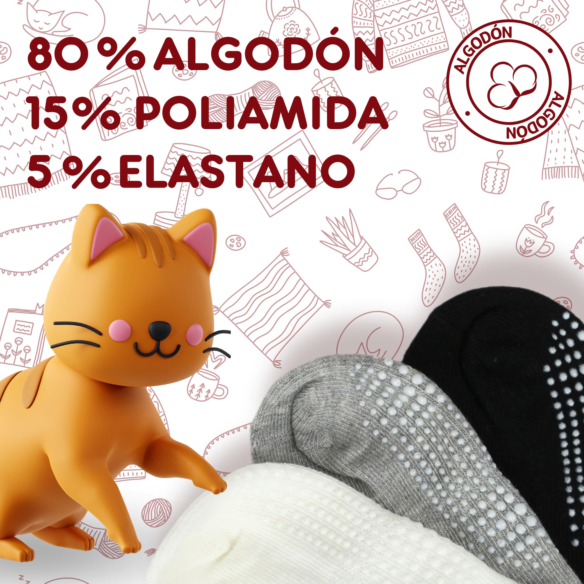 POPYS® Calcetines antideslizantes de Algodón para Niños Multicolor | Calcetines para Niños y Niñas para todo tipo de actividades — view 2